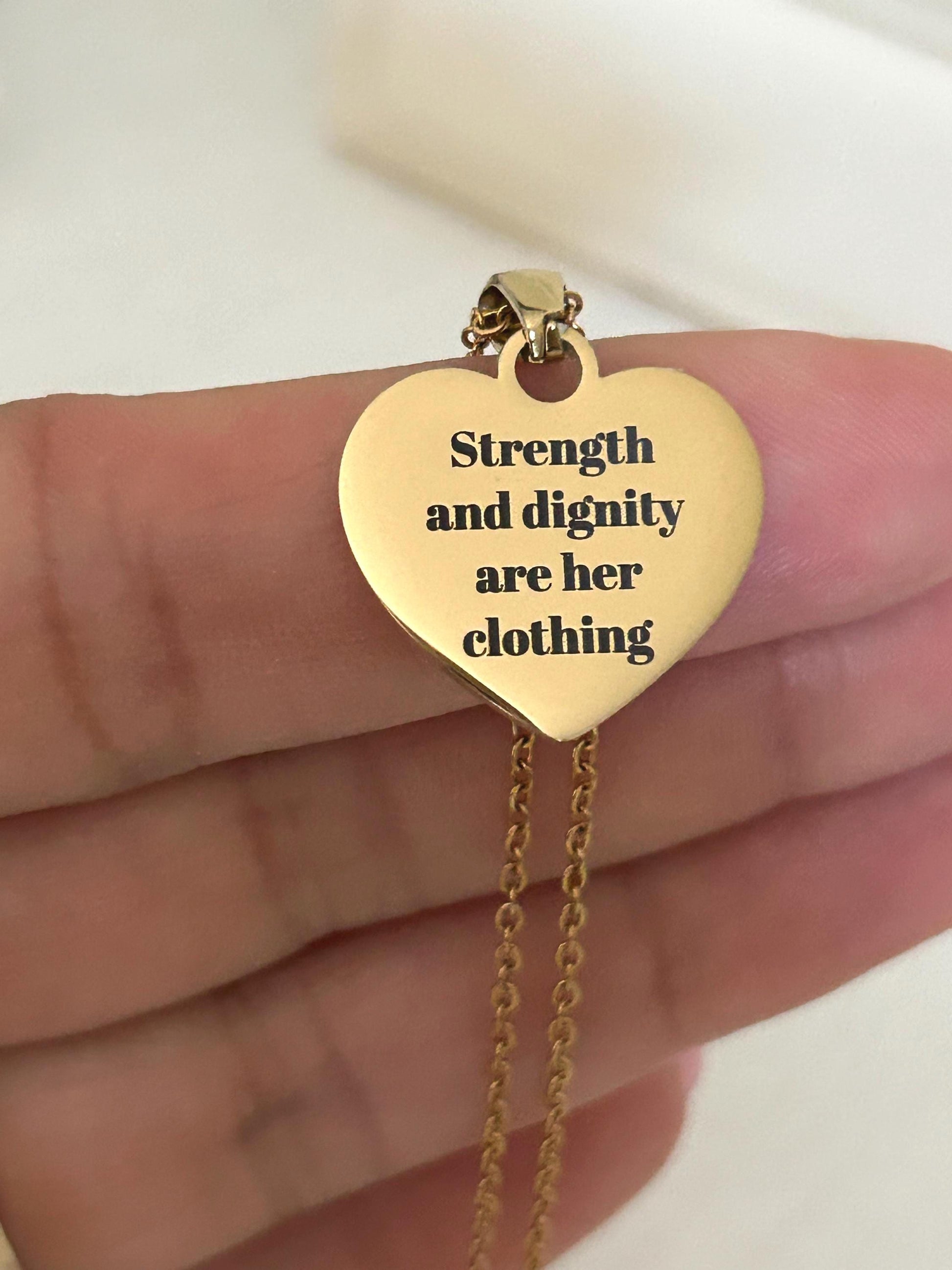 Proverbs 31:25 Necklace, Strength and Dignity Necklace, Christian Gift for Her, Bible Verse Jewelry, Faith Necklace, Inspirational Gift