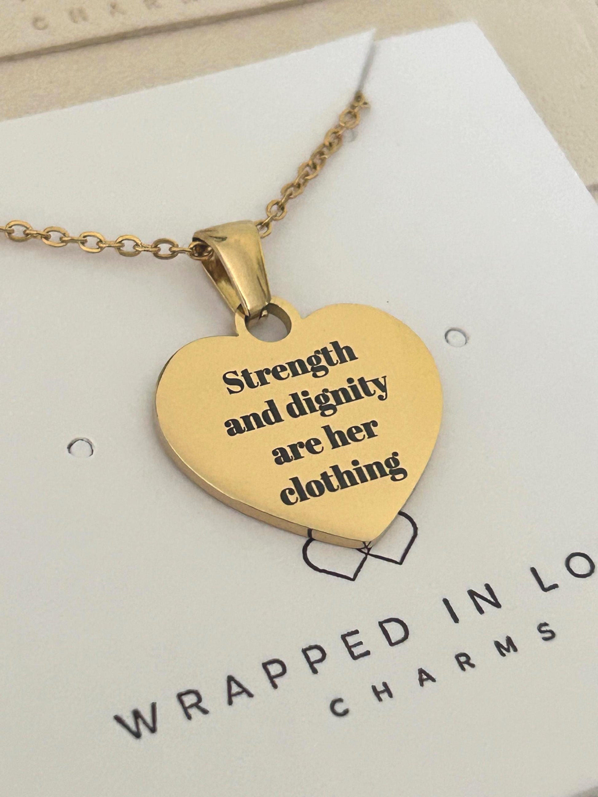 Proverbs 31:25 Necklace, Strength and Dignity Necklace, Christian Gift for Her, Bible Verse Jewelry, Faith Necklace, Inspirational Gift