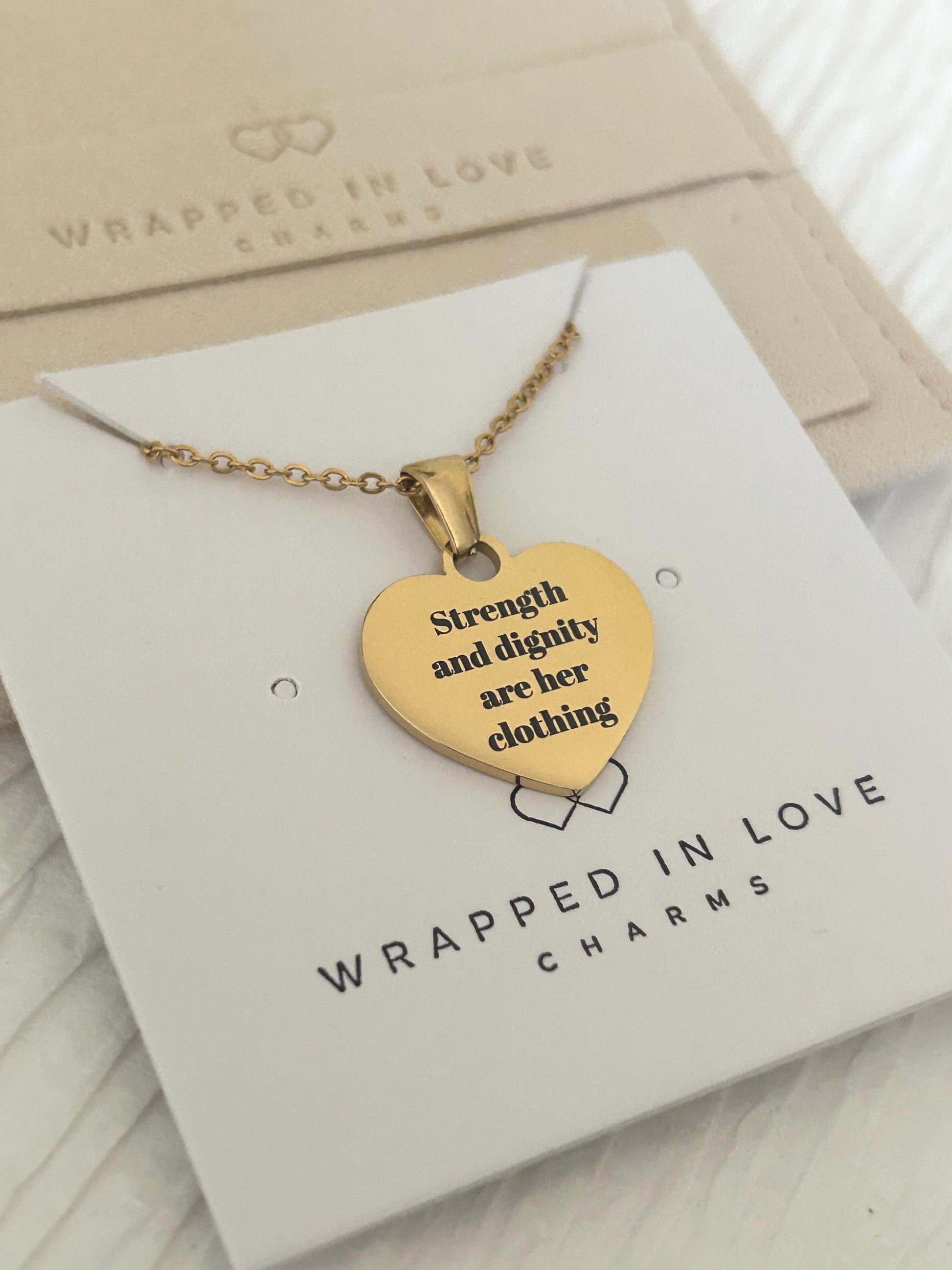Proverbs 31:25 Necklace, Strength and Dignity Necklace, Christian Gift for Her, Bible Verse Jewelry, Faith Necklace, Inspirational Gift