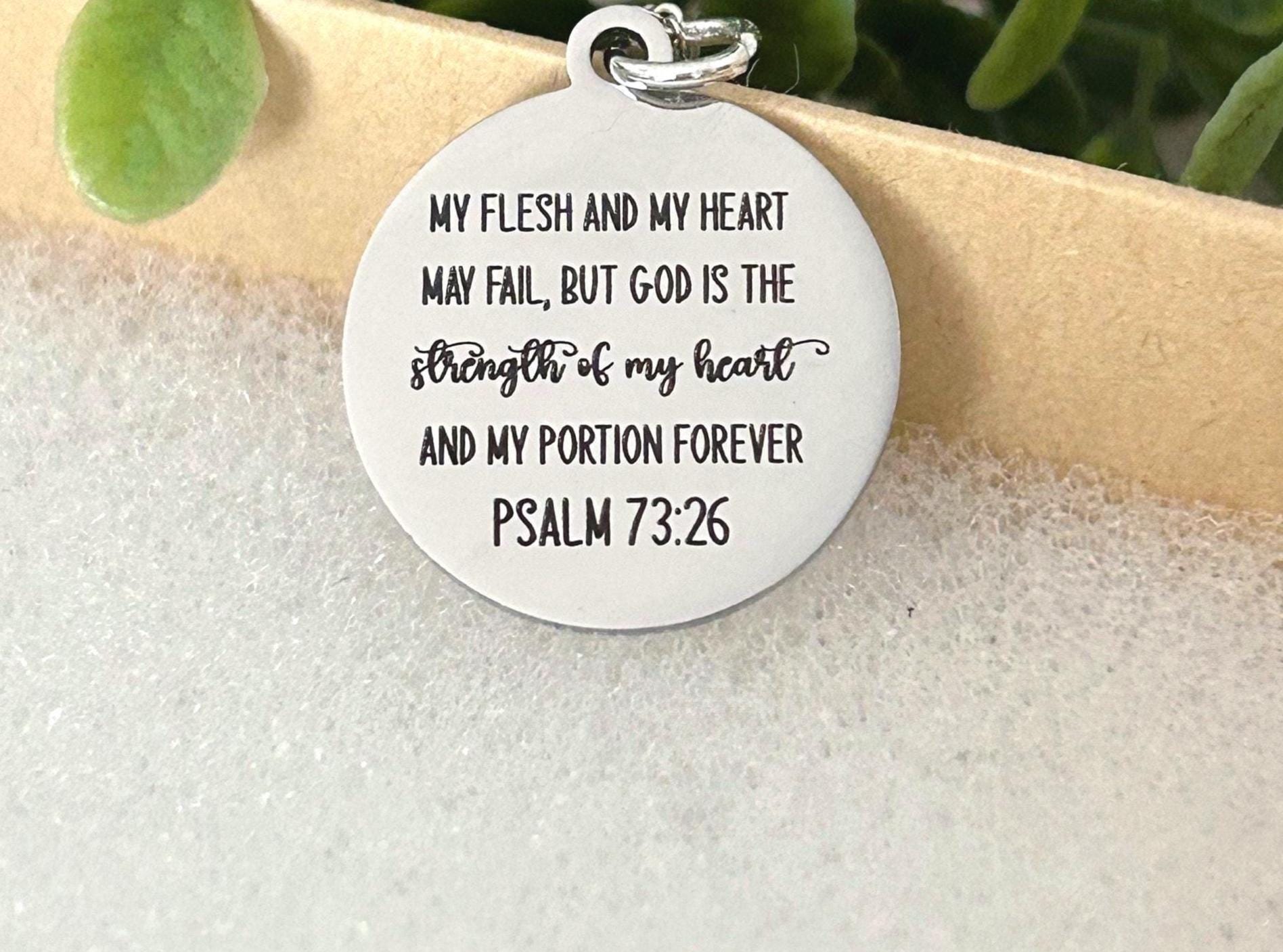 My Flesh and My heart may fail but God Psalm 73:26 Bible Verse Necklace, Christian Gifts, Scripture Jewelry, Get Well Gift, But God Necklace