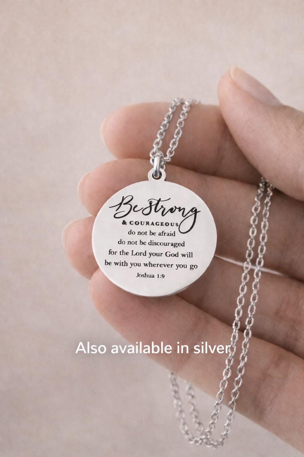 Joshua 1:9 Gold Necklace, Christian Gift for Her, Faith Jewelry, Inspirational Bible Verse Gift