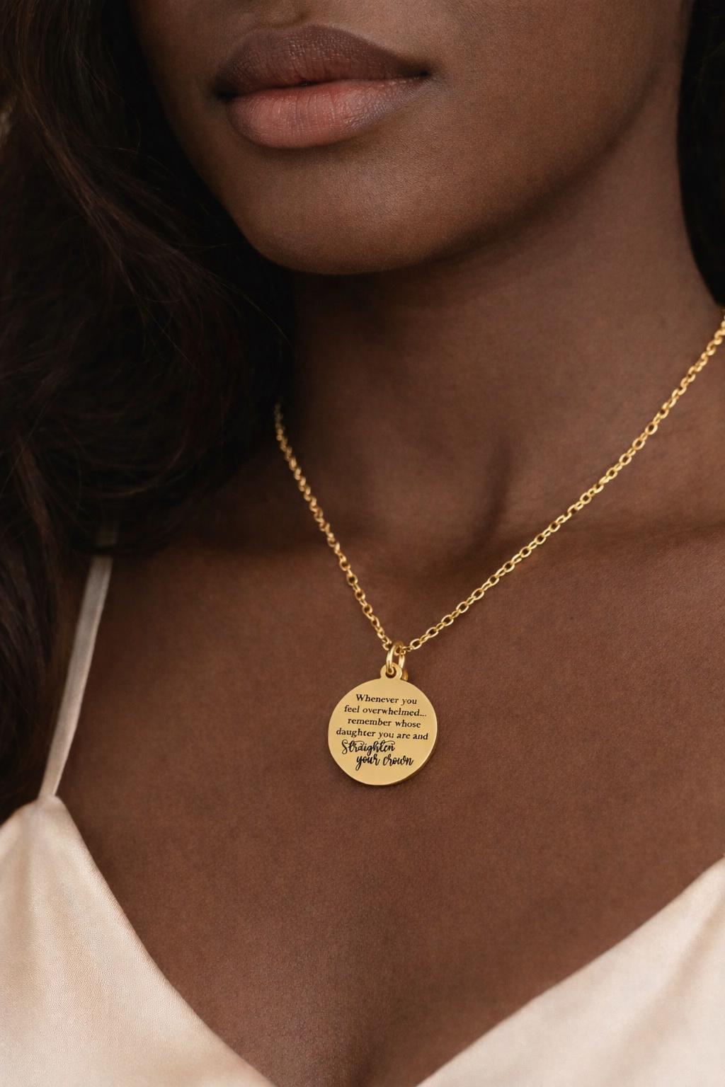 Remember Whose Daughter You Are Necklace, Straighten Your Crown Jewelry, Graduation Gift, Faith Necklace for Women, Christian Gift for Her
