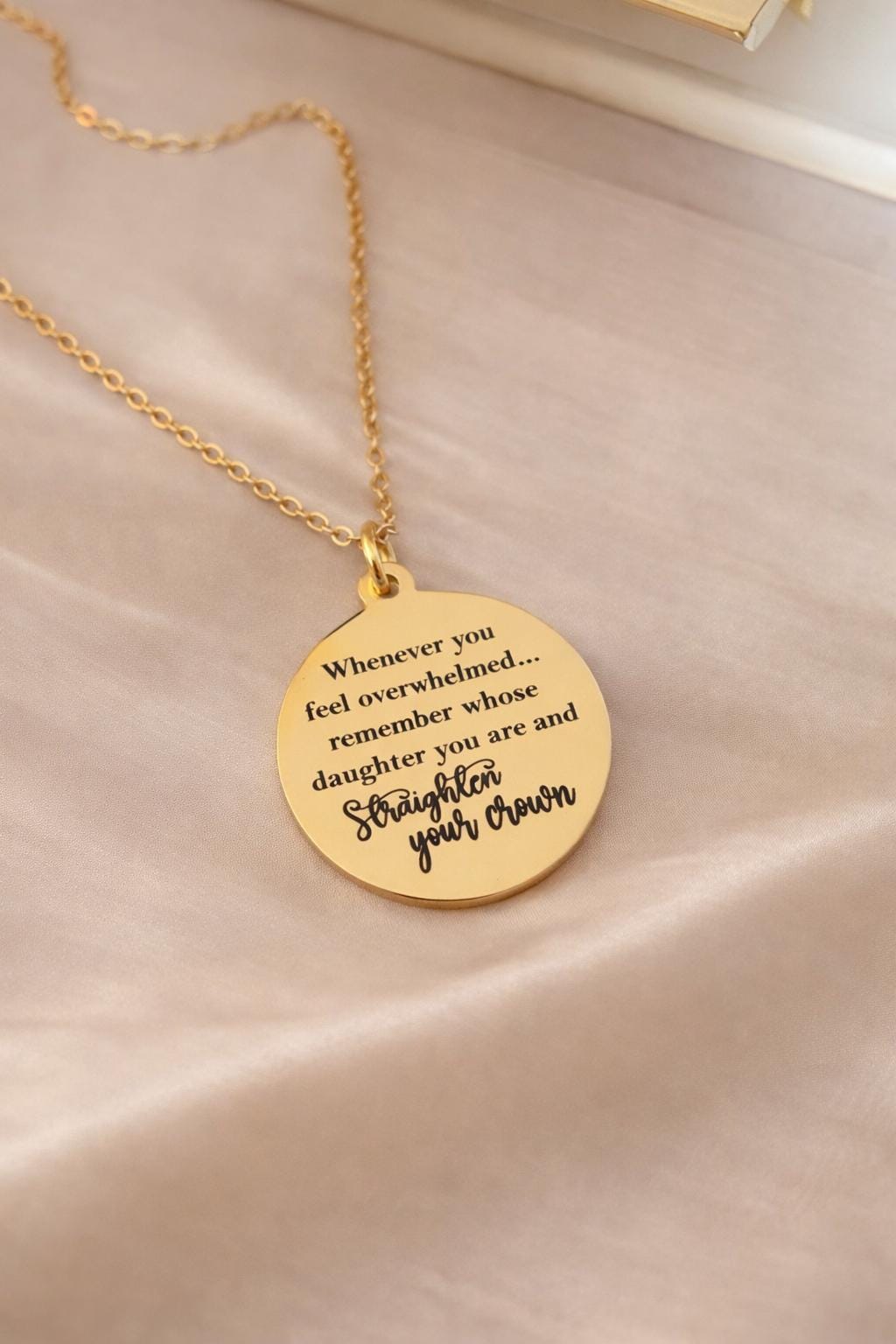 Remember Whose Daughter You Are Necklace, Straighten Your Crown Jewelry, Graduation Gift, Faith Necklace for Women, Christian Gift for Her