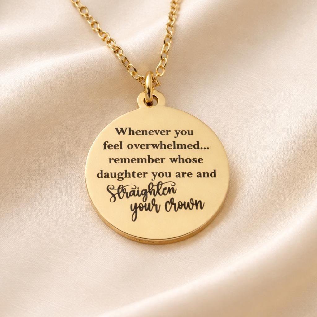 Remember Whose Daughter You Are Necklace, Straighten Your Crown Jewelry, Graduation Gift, Faith Necklace for Women, Christian Gift for Her