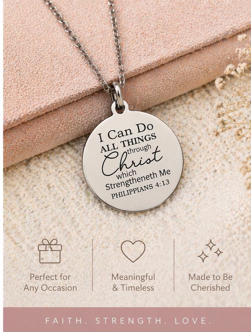I Can Do All Things Through Christ Necklace, Christian Gift for Women, Philippians 4:13 Jewelry, Faith Necklace, Mothers Day Gifts