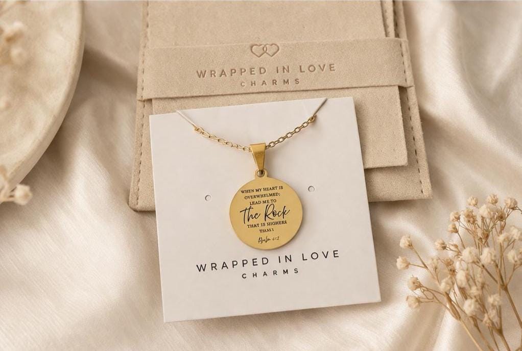 Psalm 61:2 Necklace, When My Heart Is Overwhelmed Necklace, Christian Gift for Her, Faith Jewelry, Inspirational Bible Verse Necklace