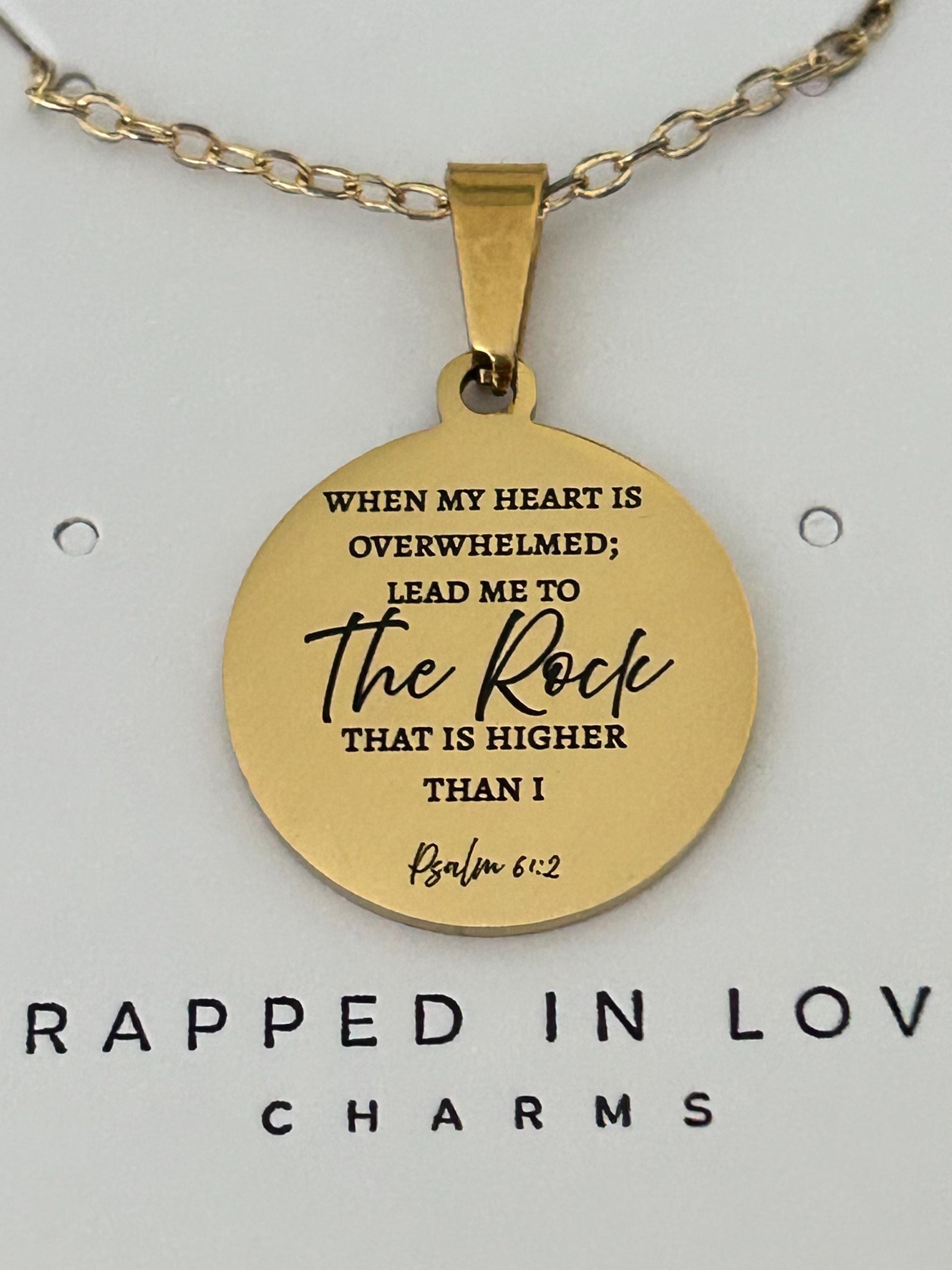 Psalm 61:2 Necklace, When My Heart Is Overwhelmed Necklace, Christian Gift for Her, Faith Jewelry, Inspirational Bible Verse Necklace
