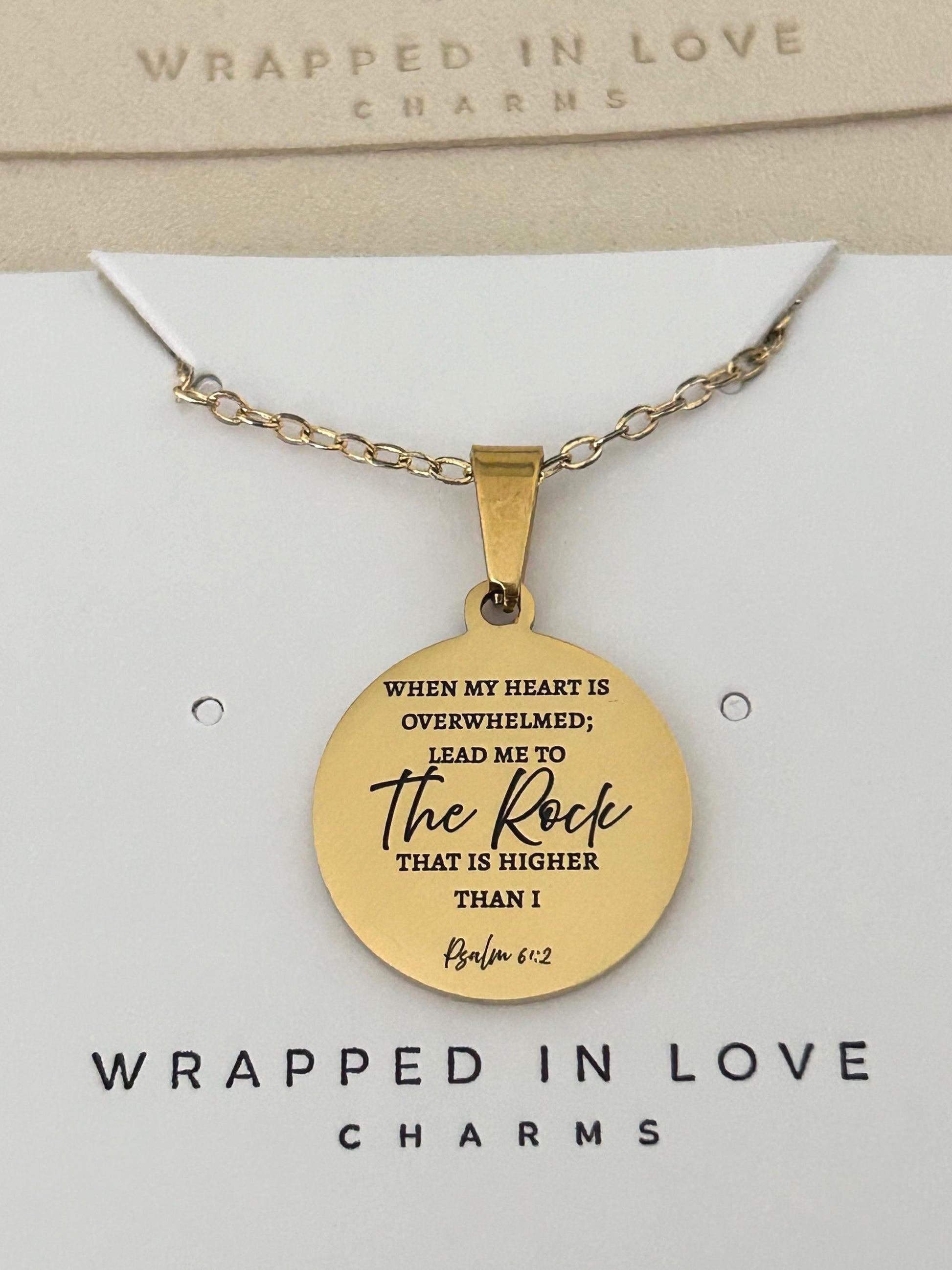 Psalm 61:2 Necklace, When My Heart Is Overwhelmed Necklace, Christian Gift for Her, Faith Jewelry, Inspirational Bible Verse Necklace