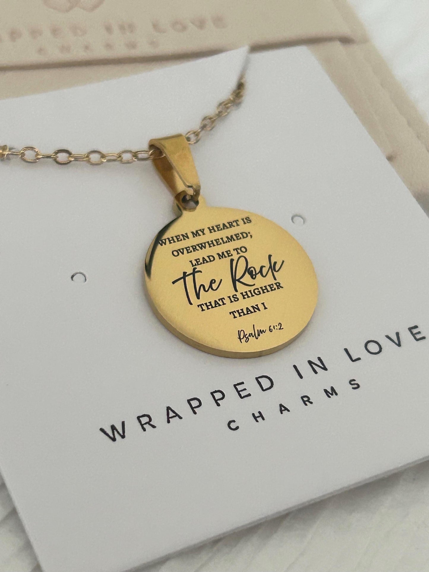 Psalm 61:2 Necklace, When My Heart Is Overwhelmed Necklace, Christian Gift for Her, Faith Jewelry, Inspirational Bible Verse Necklace