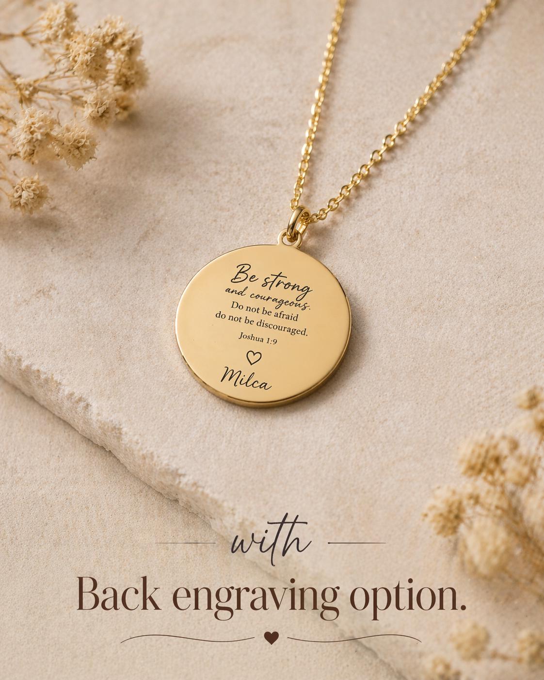 Joshua 1:9 Gold Necklace, Christian Gift for Her, Faith Jewelry, Inspirational Bible Verse Gift