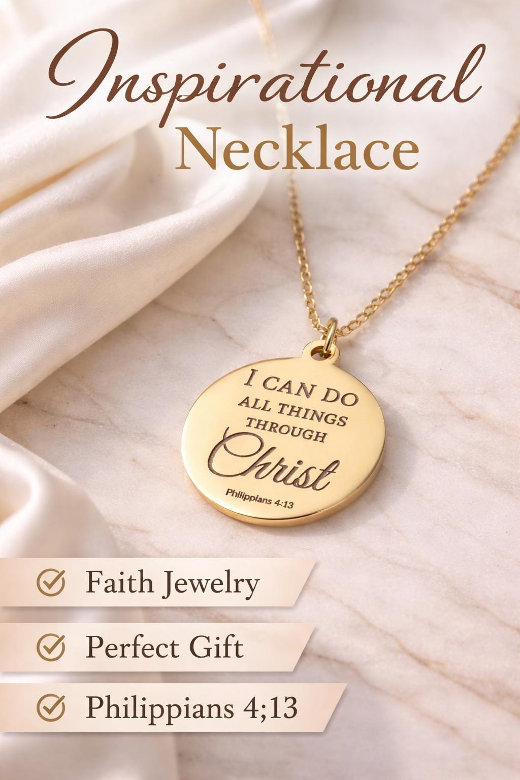 I Can Do All Things Through Christ Necklace, Philippians 4:13 Jewelry, Christian Gift for Women, Faith Necklace, Inspirational Bible Verse