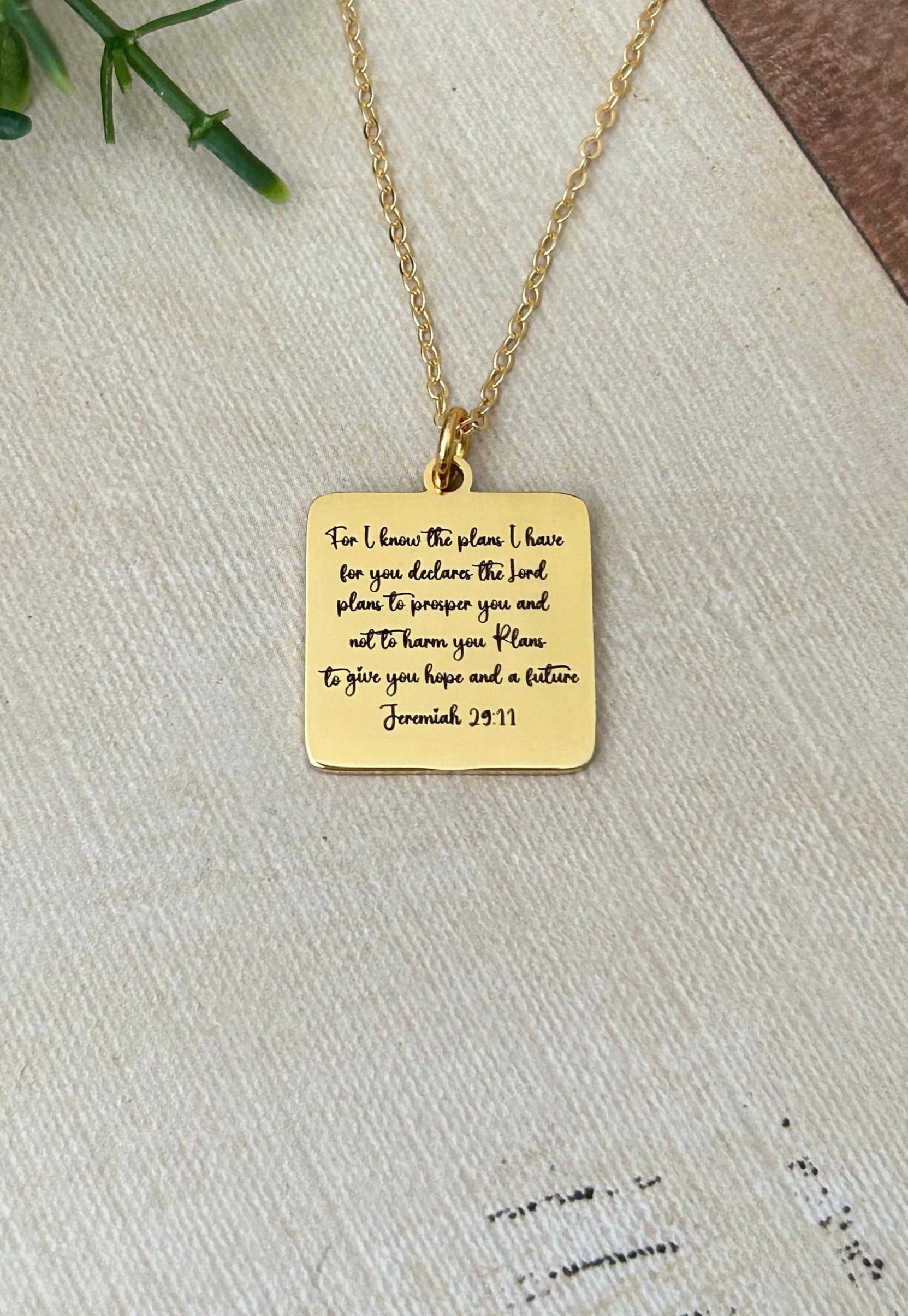 For I know the plans that I have for you bible verse Necklace Jeremiah 29:11 Gifts Christian Gifts Engraved Christian Jewelry Baptism Gifts