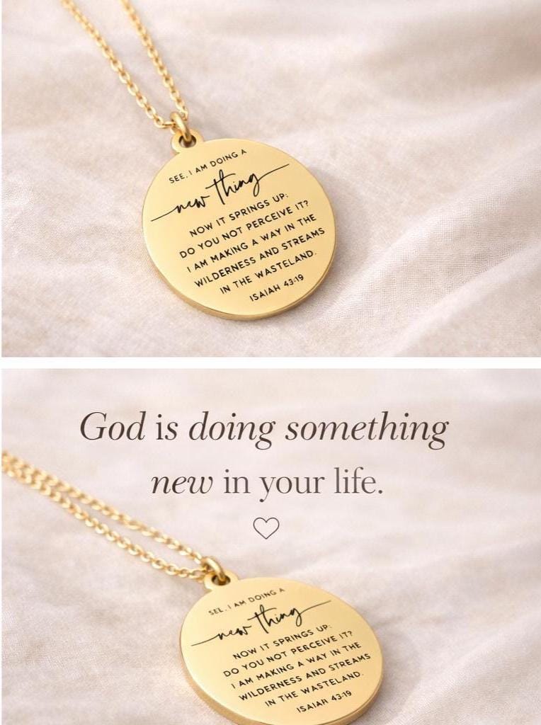 Isaiah 43:19 Necklace, See I Am Doing a New Thing, Christian Gift for Women, Faith Jewelry, New Beginnings Gift, Encouragement Necklace