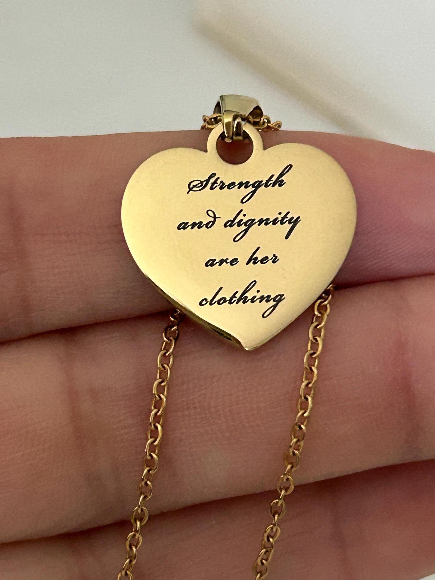 Proverbs 31:25 Necklace, Strength and Dignity Necklace, Christian Gift for Her, Bible Verse Jewelry, Faith Necklace, Mothers Day Gift