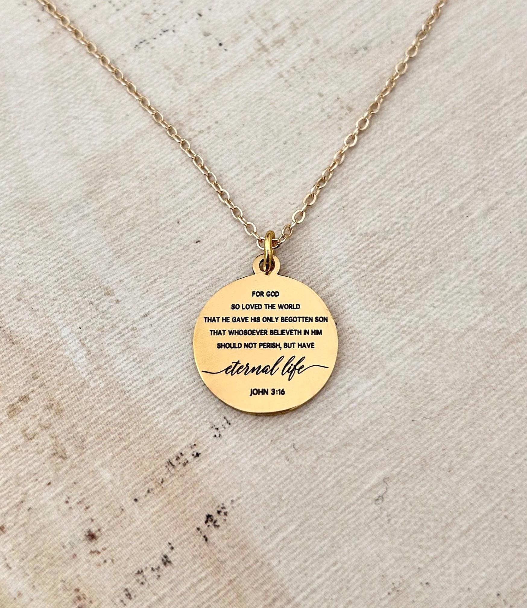 Bible Verse Necklace John 3:16, For God so loved the World, Christian Gifts Jewelry, Personalized Jewelry, Unique birthday gift, Baptism