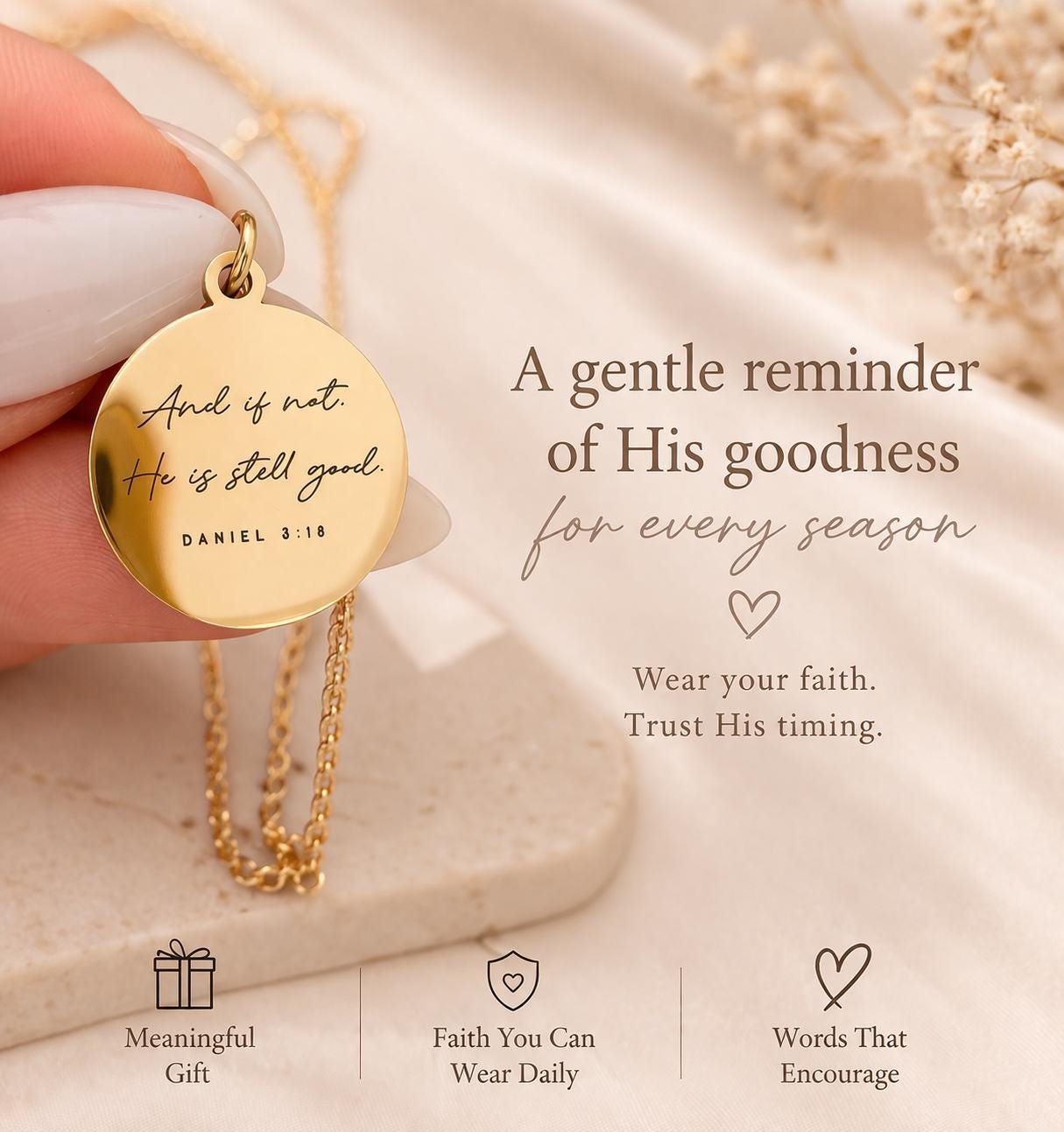 Christian Necklace And If Not, He Is Still Good Daniel 3:18 | Faith Jewelry Gift for Women | Bible Verse Necklace | Inspirational Gift