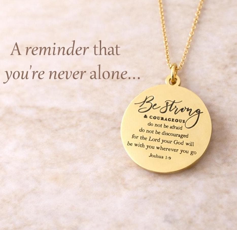 Joshua 1:9 Gold Necklace, Christian Gift for Her, Faith Jewelry, Inspirational Bible Verse Gift