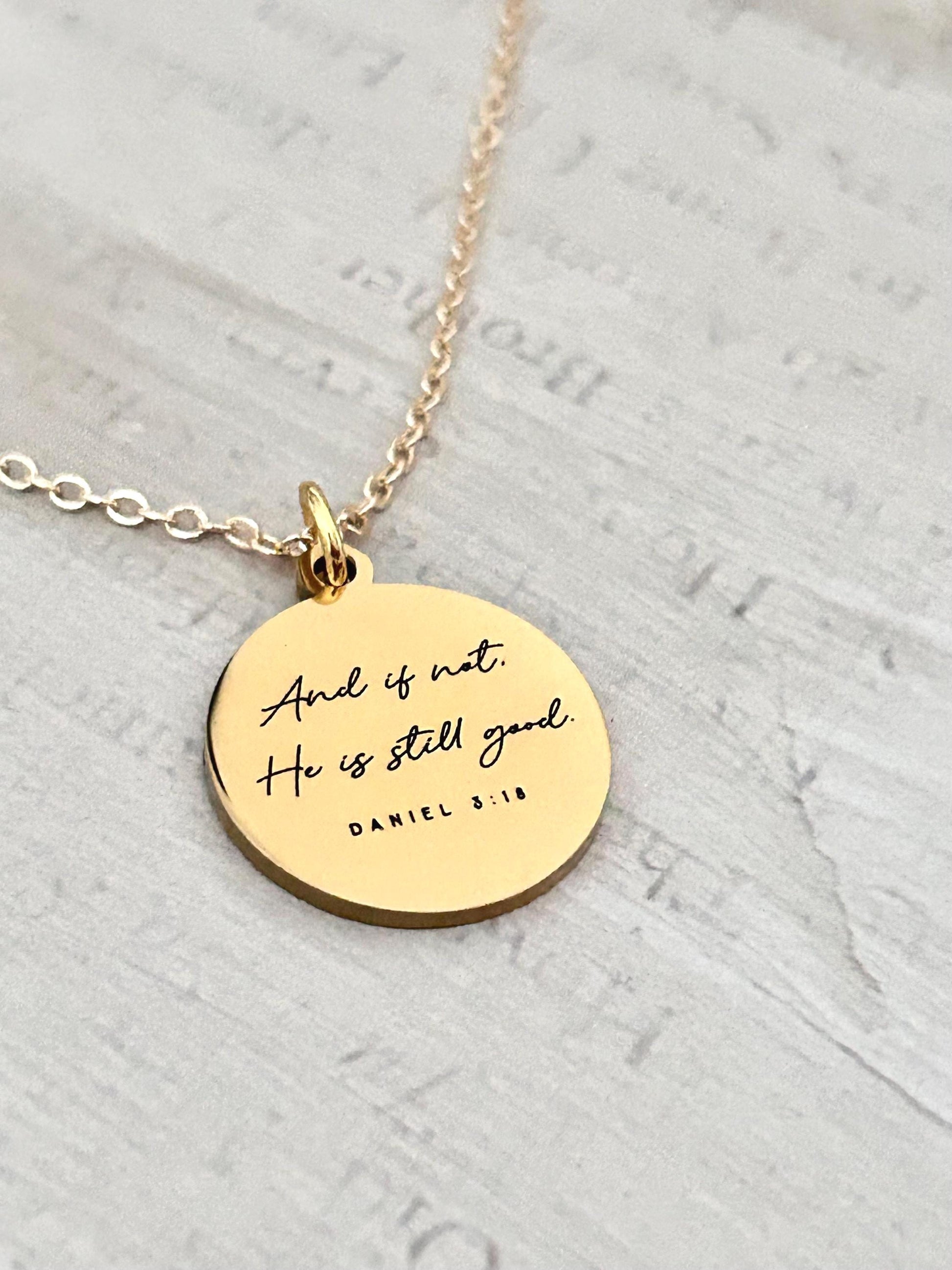 And if not He is still good bible verse Necklace, Daniel 3:18, Christian Gifts, Motivational Jewelry, Inspirational Jewelry