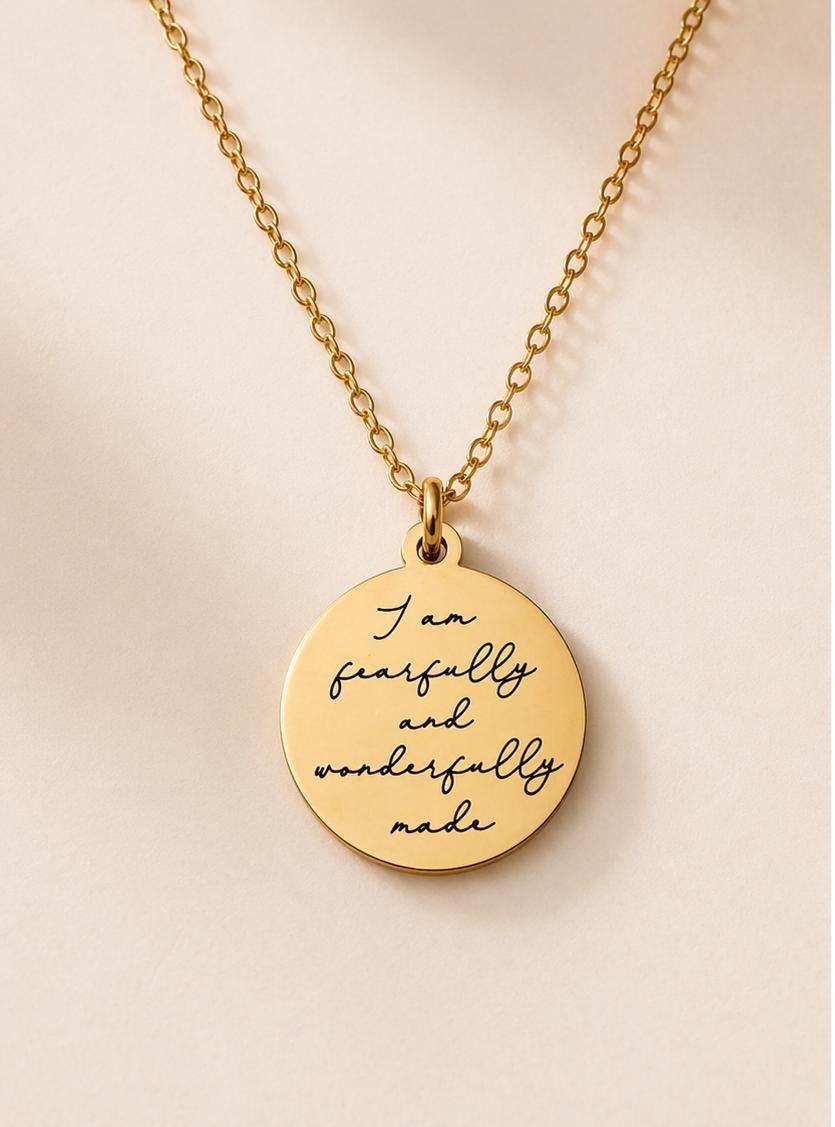Fearfully and Wonderfully Made Necklace, Psalm 139:14 Jewelry, Christian Gift for Women, Inspirational Bible Verse Necklace, Faith Jewelry