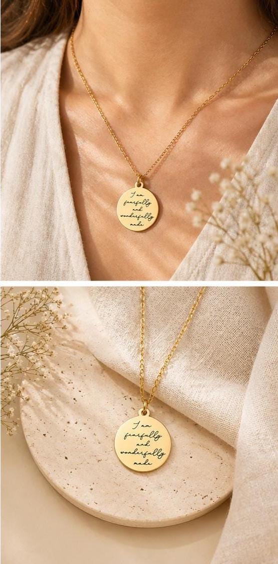 Fearfully and Wonderfully Made Necklace, Psalm 139:14 Jewelry, Christian Gift for Women, Inspirational Bible Verse Necklace, Faith Jewelry