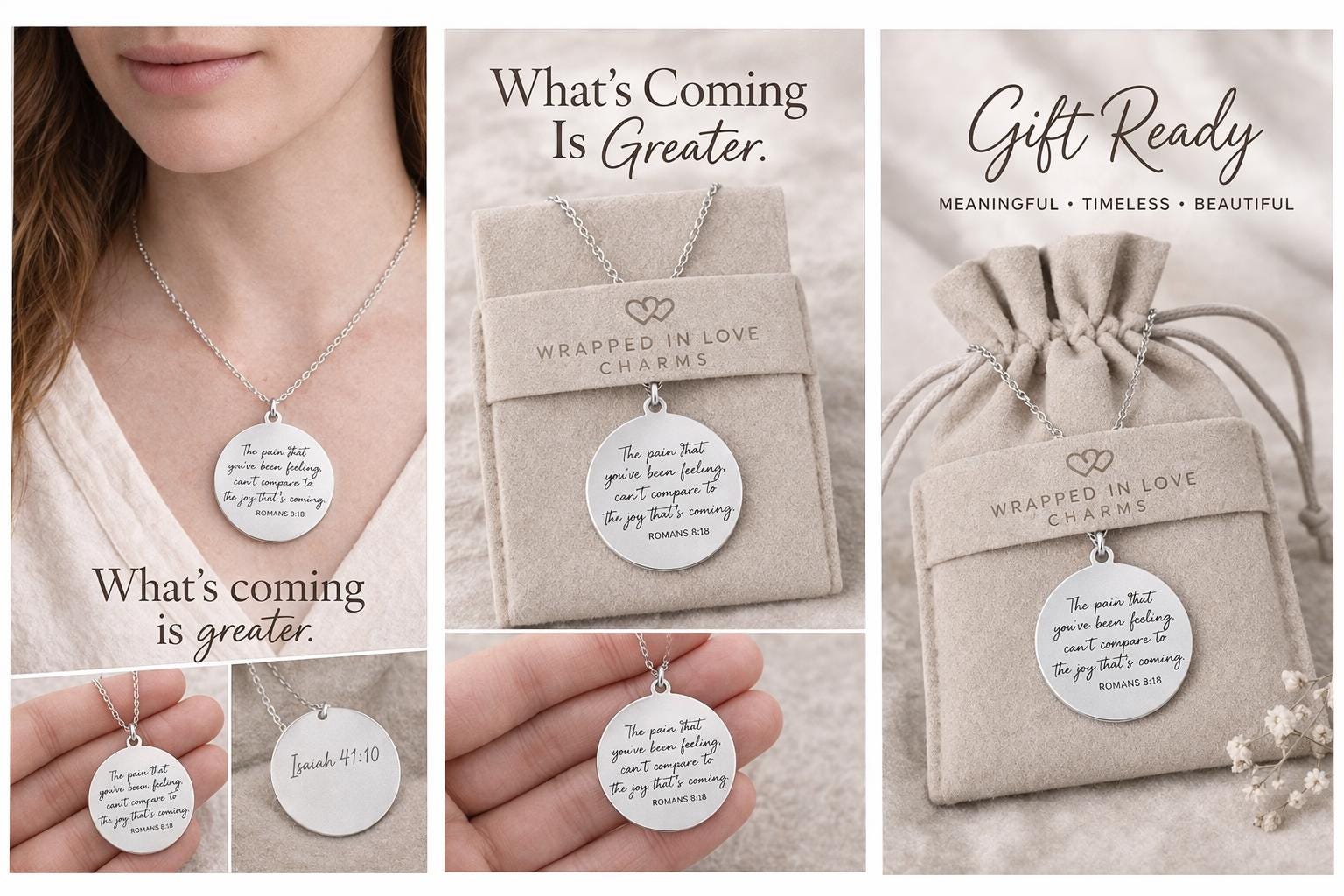 Romans 8:18 Necklace, The Pain You’ve Been Feeling Can’t Compare Necklace, Christian Encouragement Gift, Faith Jewelry for Women, Bible Vers