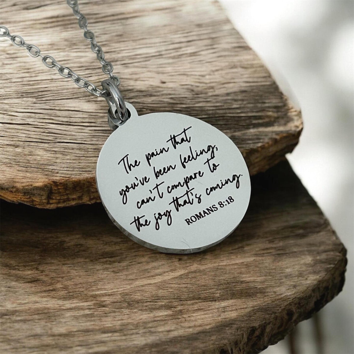 Romans 8:18 Necklace, The Pain You’ve Been Feeling Can’t Compare Necklace, Christian Encouragement Gift, Faith Jewelry for Women, Bible Vers