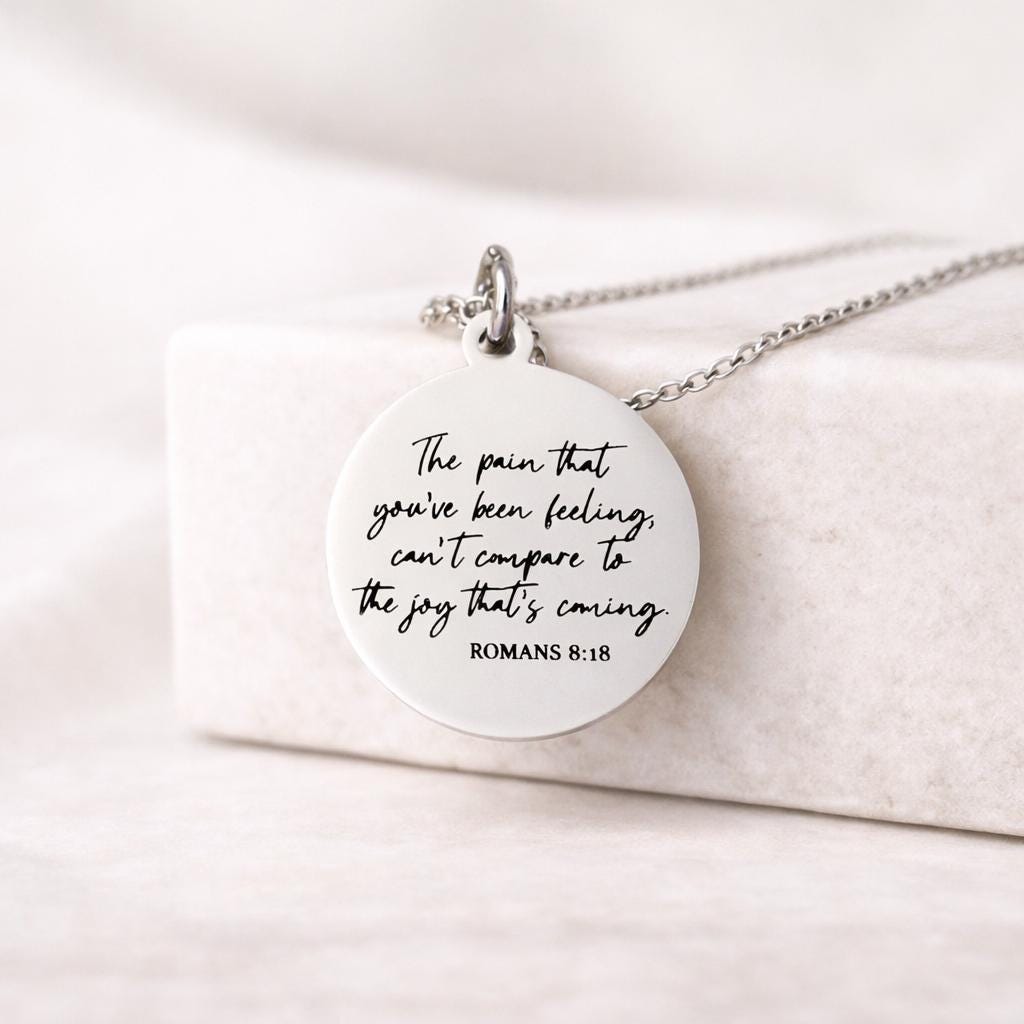 Romans 8:18 Necklace, The Pain You’ve Been Feeling Can’t Compare Necklace, Christian Encouragement Gift, Faith Jewelry for Women, Bible Vers