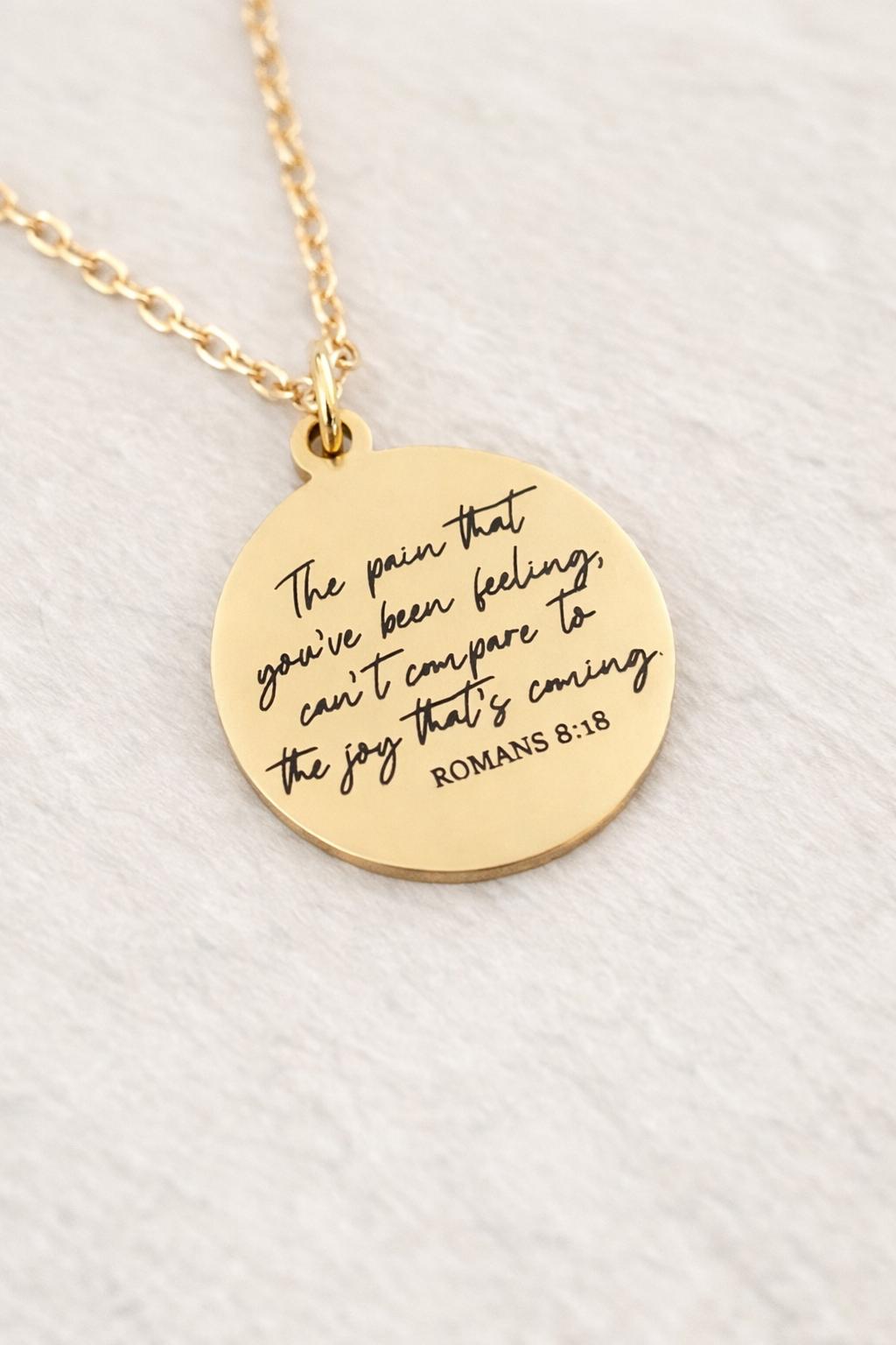 Romans 8:18 Necklace, The Pain You’ve Been Feeling Can’t Compare Necklace, Christian Encouragement Gift, Faith Jewelry for Women, Bible Vers