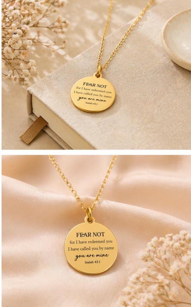 Fear Not Necklace Isaiah 43:1 | Christian Gift for Women | Bible Verse Jewelry | Faith Necklace | Encouragement Gift | Inspirational Pendant