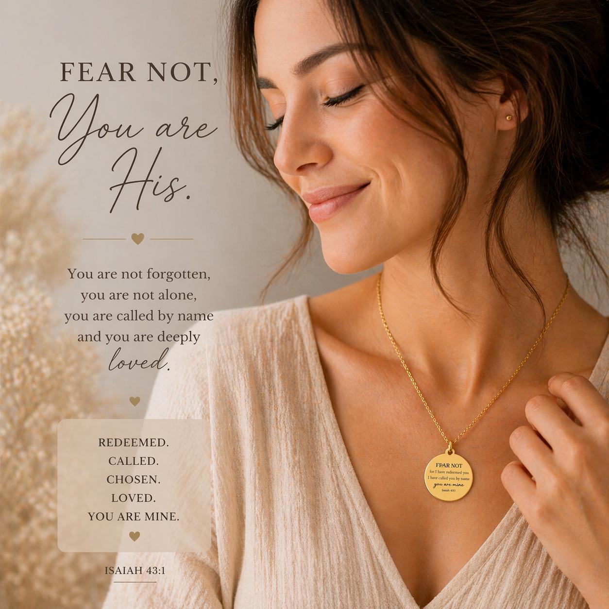 Fear Not Necklace Isaiah 43:1 | Christian Gift for Women | Bible Verse Jewelry | Faith Necklace | Encouragement Gift | Inspirational Pendant