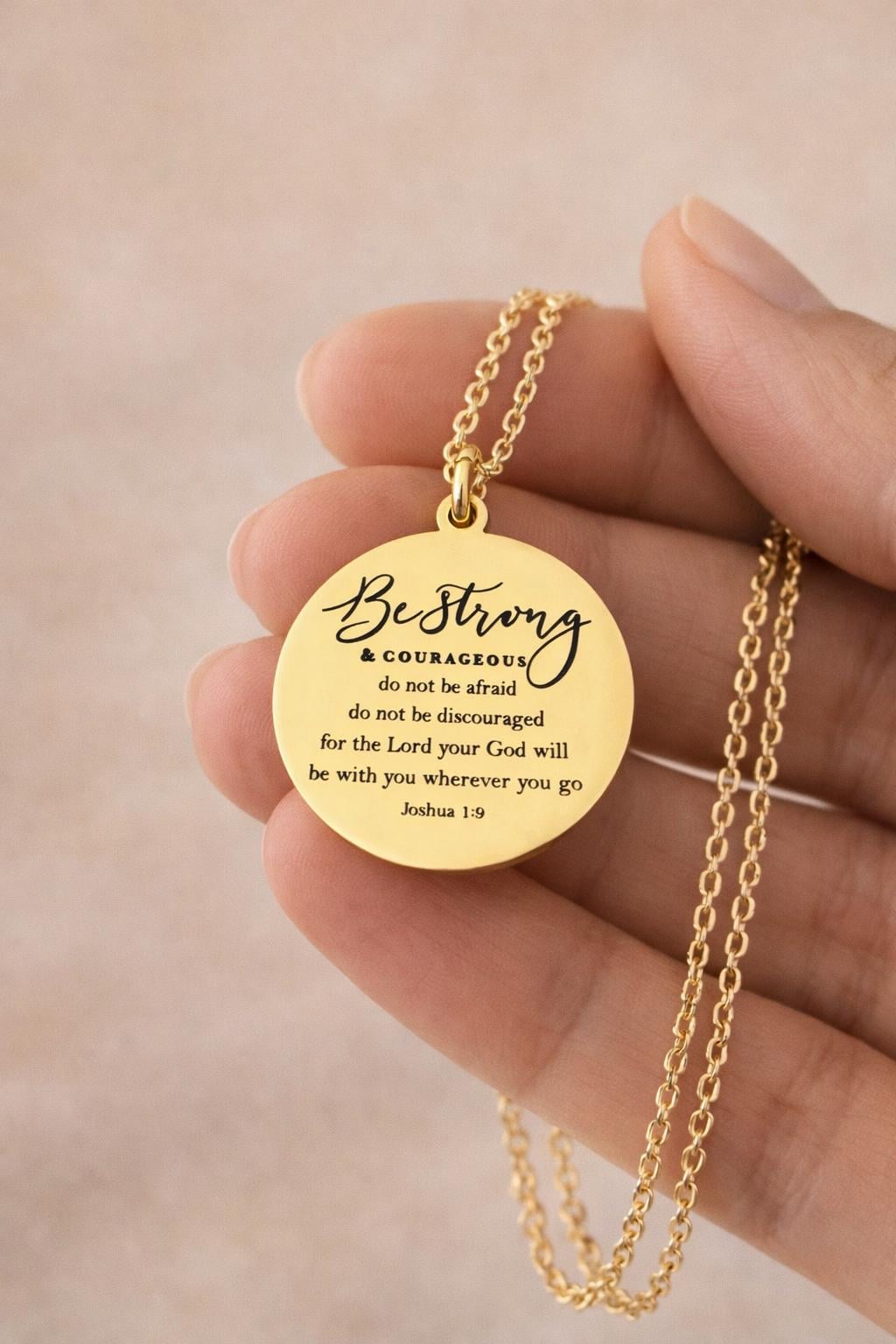 Joshua 1:9 Gold Necklace, Christian Gift for Her, Faith Jewelry, Inspirational Bible Verse Gift