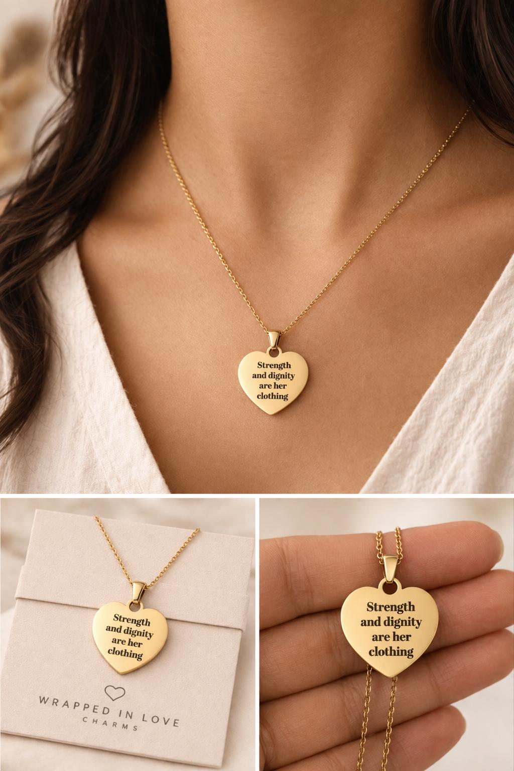 Proverbs 31:25 Necklace, Strength and Dignity Necklace, Christian Gift for Her, Bible Verse Jewelry, Faith Necklace, Inspirational Gift