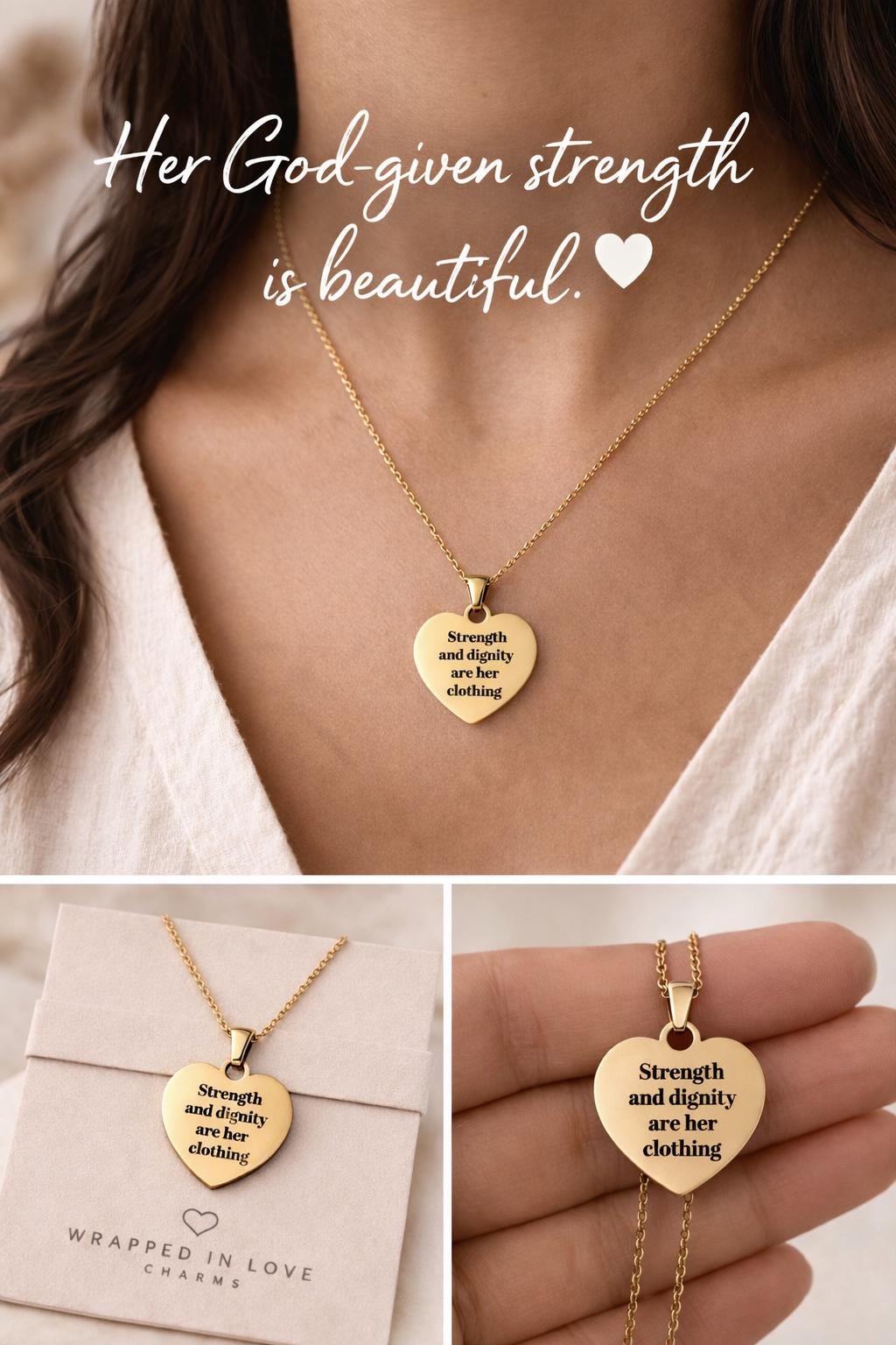 Proverbs 31:25 Necklace, Strength and Dignity Necklace, Christian Gift for Her, Bible Verse Jewelry, Faith Necklace, Inspirational Gift