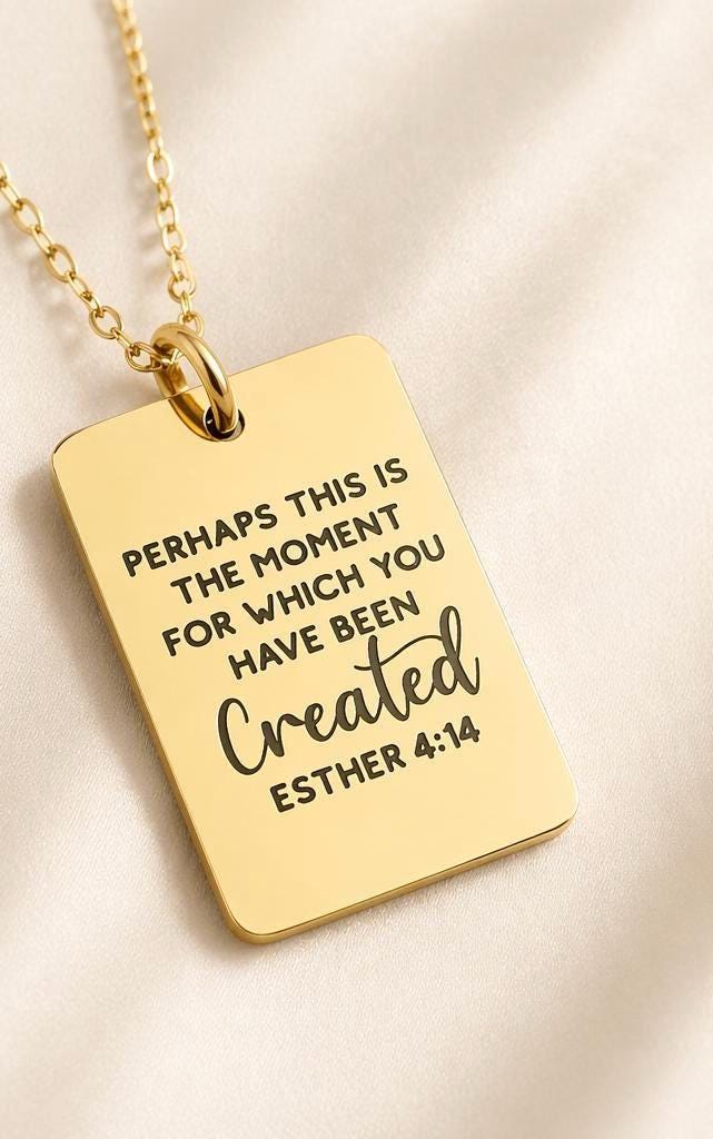 Esther 4:14 Necklace | “Perhaps This Is the Moment…” Bible Verse Necklace | Christian Gift for Women | Inspirational Scripture Jewelry | Gif