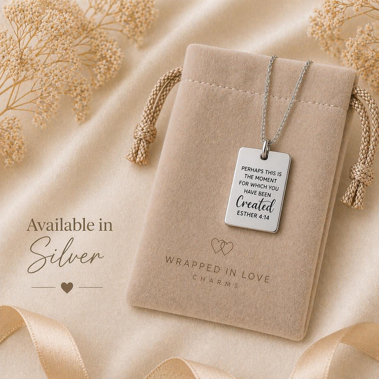 Esther 4:14 Necklace | “Perhaps This Is the Moment…” Bible Verse Necklace | Christian Gift for Women | Inspirational Scripture Jewelry | Gif