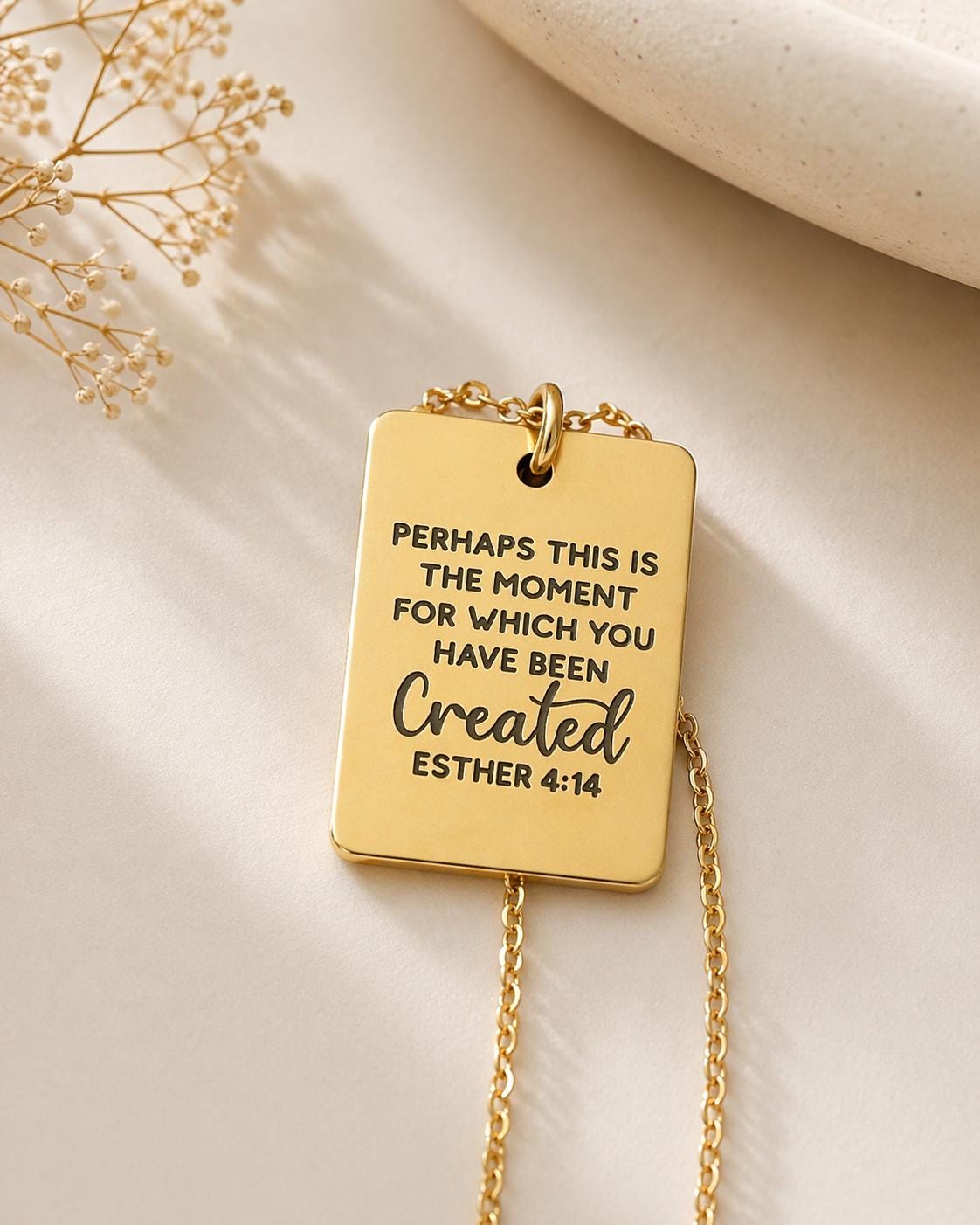 Esther 4:14 Necklace | “Perhaps This Is the Moment…” Bible Verse Necklace | Christian Gift for Women | Inspirational Scripture Jewelry | Gif