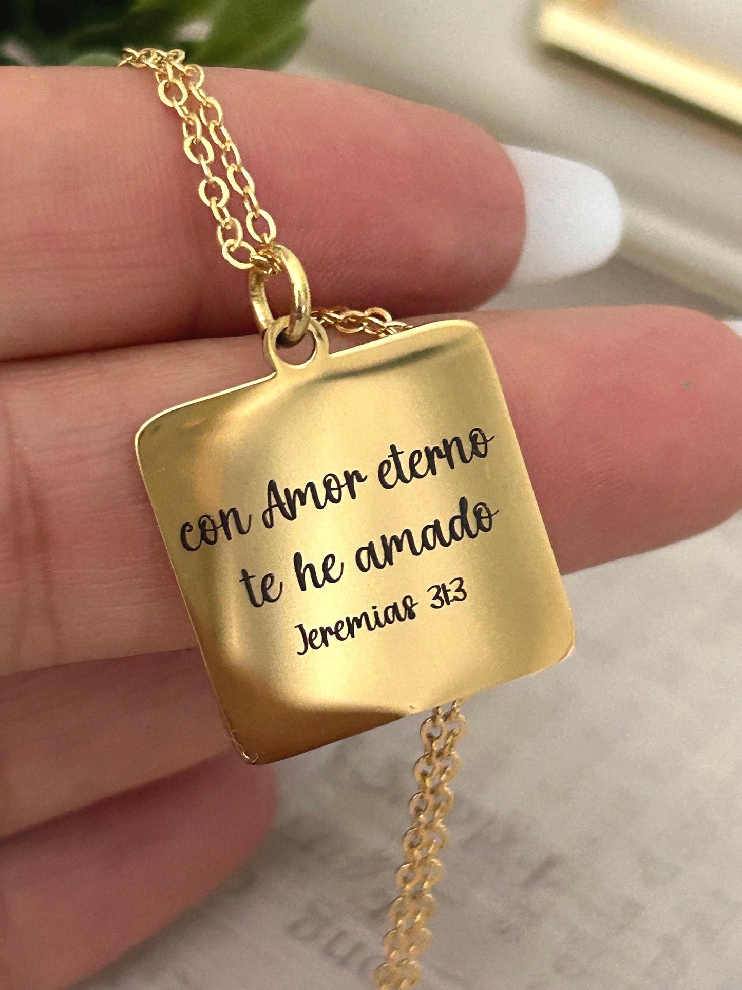 Collar Con Amor Eterno Te He Amado, Jeremías 31:3, Joyería Cristiana en Español, Collar Bíblico, Regalo de Fe para Mujer