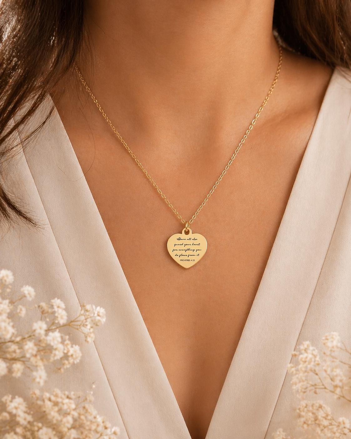 Custom Heart Necklace, Above All Else Guard Your Heart, Proverbs 4:23 pendant, Christian Gifts, Daughter Gift, Baptism Affirmation Gift