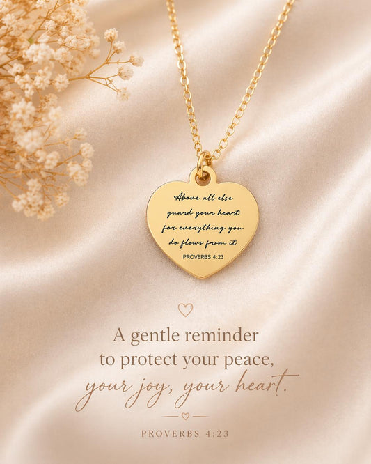Custom Heart Necklace, Above All Else Guard Your Heart, Proverbs 4:23 pendant, Christian Gifts, Daughter Gift, Baptism Affirmation Gift
