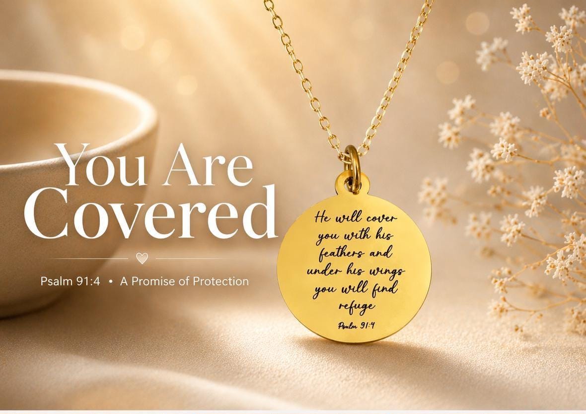 Psalm 91:4 Necklace, He Will Cover You With His Feathers Necklace, Christian Gifts Faith Jewelry, Bible Verse Necklace, Inspirational Gift