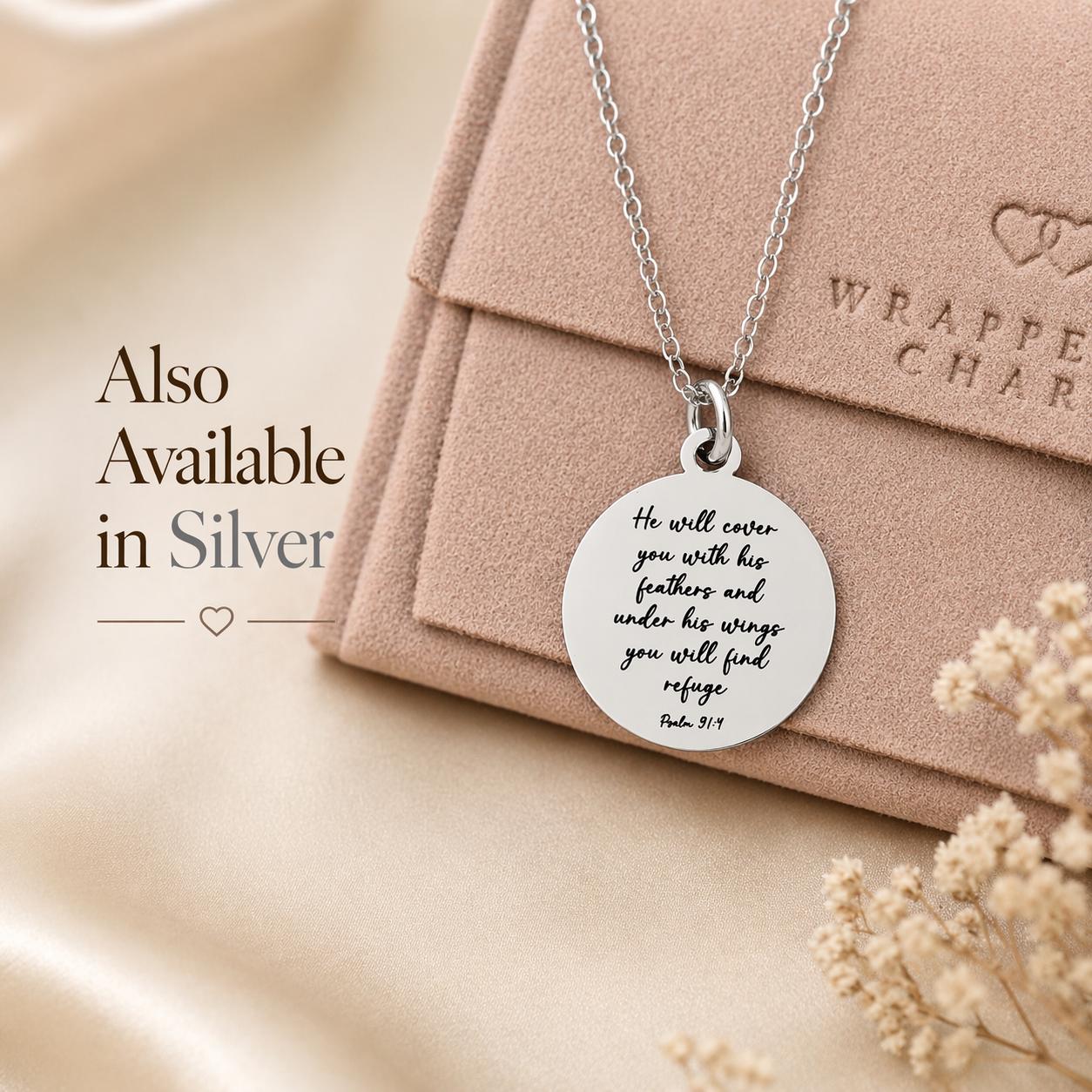 Psalm 91:4 Necklace, He Will Cover You With His Feathers Necklace, Christian Gifts Faith Jewelry, Bible Verse Necklace, Inspirational Gift