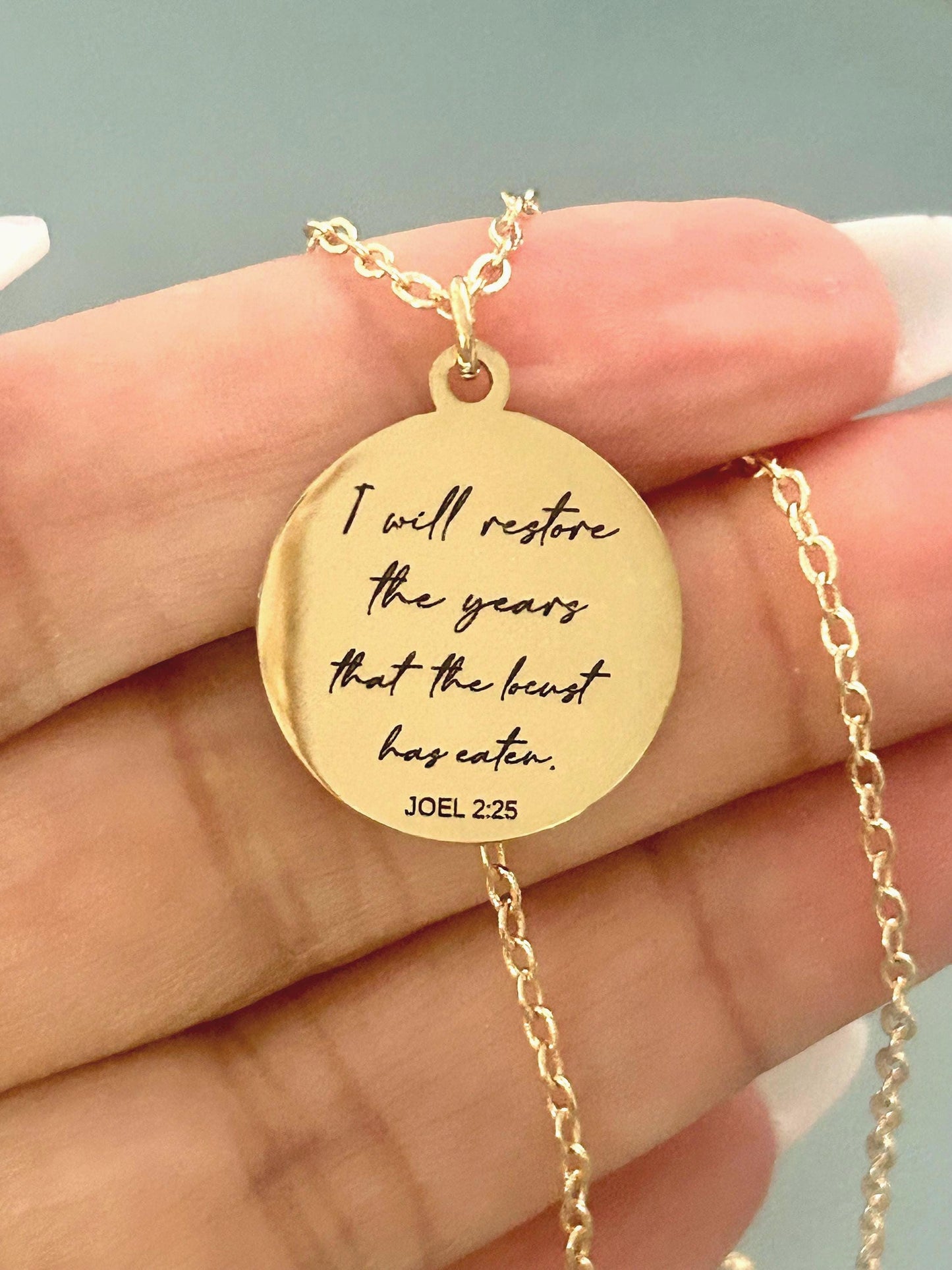 Joel 2:25 Necklace | I Will Restore the Years Necklace | Christian Necklace for Women | Bible Verse Jewelry | Faith Gift | Gold or Silver