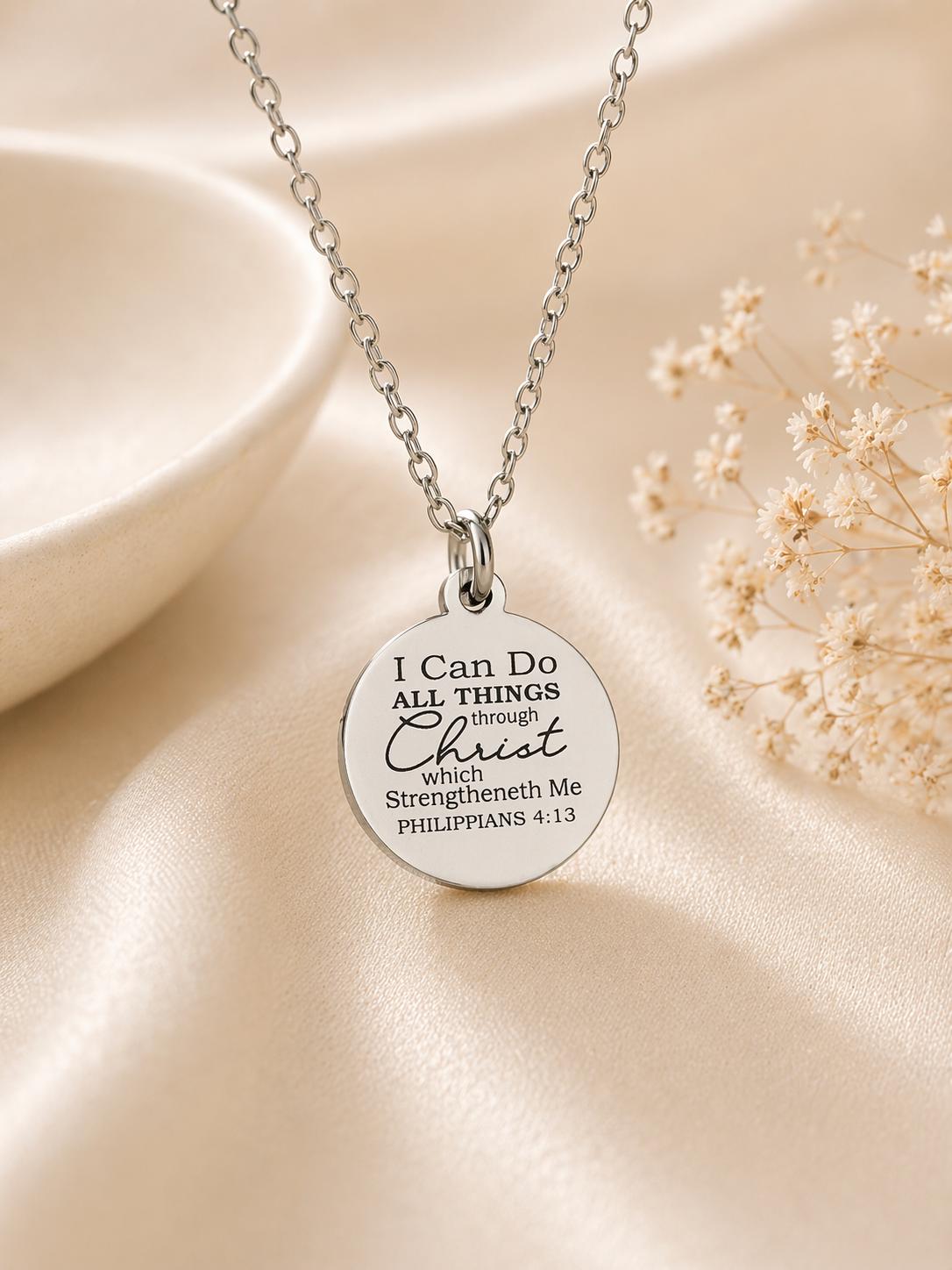 I Can Do All Things Through Christ Necklace, Christian Gift for Women, Philippians 4:13 Jewelry, Faith Necklace, Mothers Day Gifts
