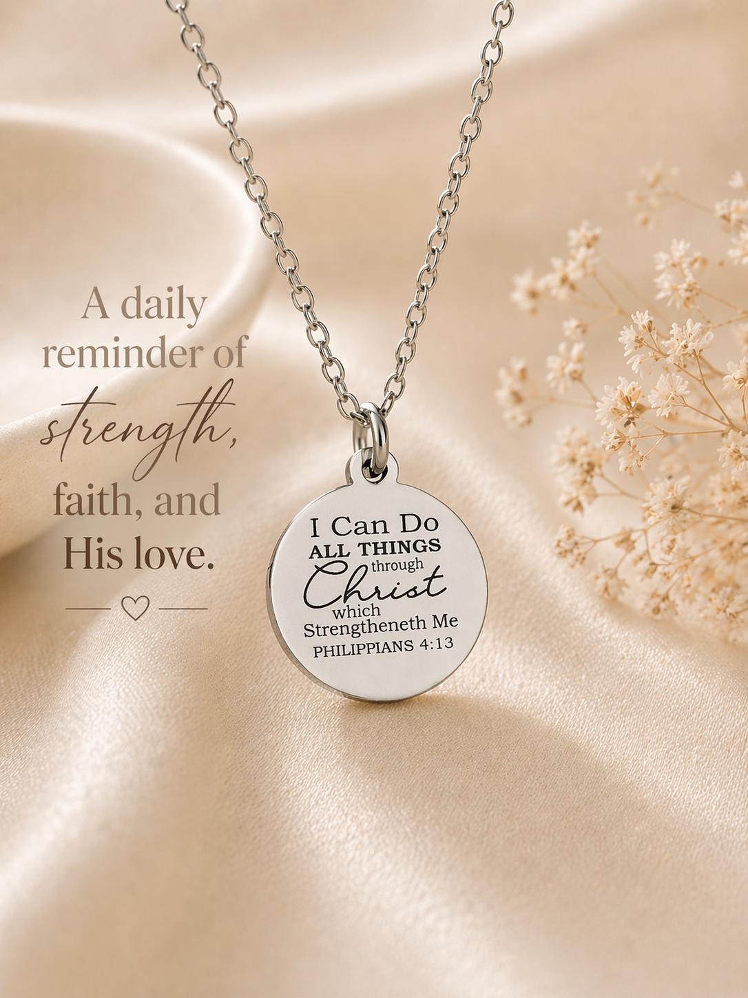 I Can Do All Things Through Christ Necklace, Christian Gift for Women, Philippians 4:13 Jewelry, Faith Necklace, Mothers Day Gifts