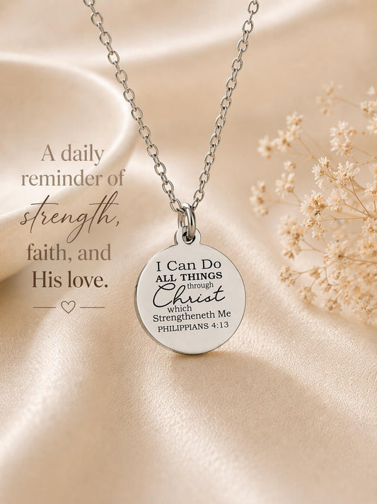 I Can Do All Things Through Christ Necklace, Christian Gift for Women, Philippians 4:13 Jewelry, Faith Necklace, Inspirational Gift