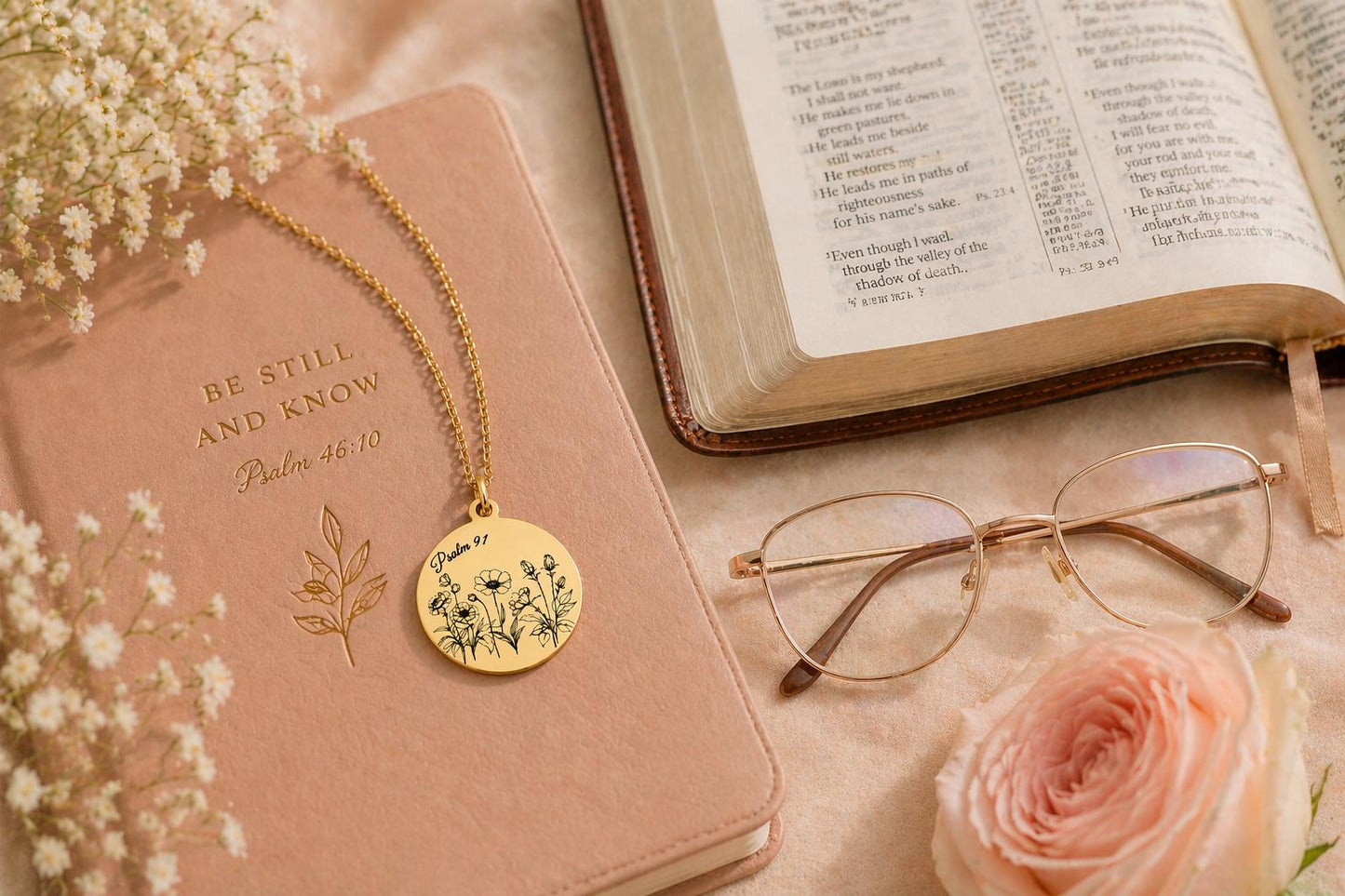 Personalized Bible Verse Necklace Custom Scripture Jewelry Christian Gift for Her Faith Necklace Encouragement Gift Baptism Gift Gold Charm