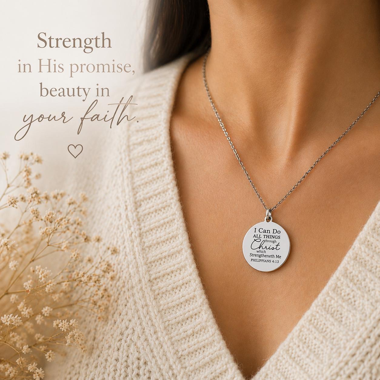 I Can Do All Things Through Christ Necklace, Christian Gift for Women, Philippians 4:13 Jewelry, Faith Necklace, Mothers Day Gifts