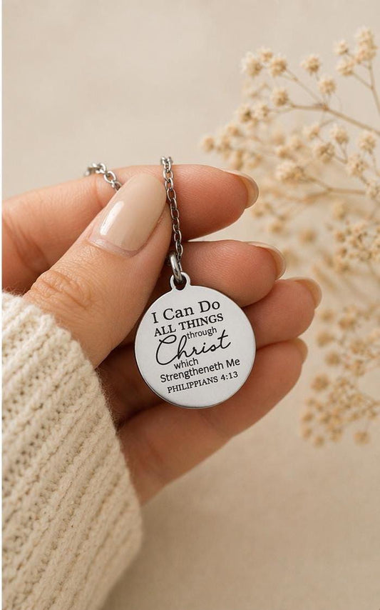 I Can Do All Things Through Christ Necklace, Christian Gift for Women, Philippians 4:13 Jewelry, Faith Necklace, Mothers Day Gifts