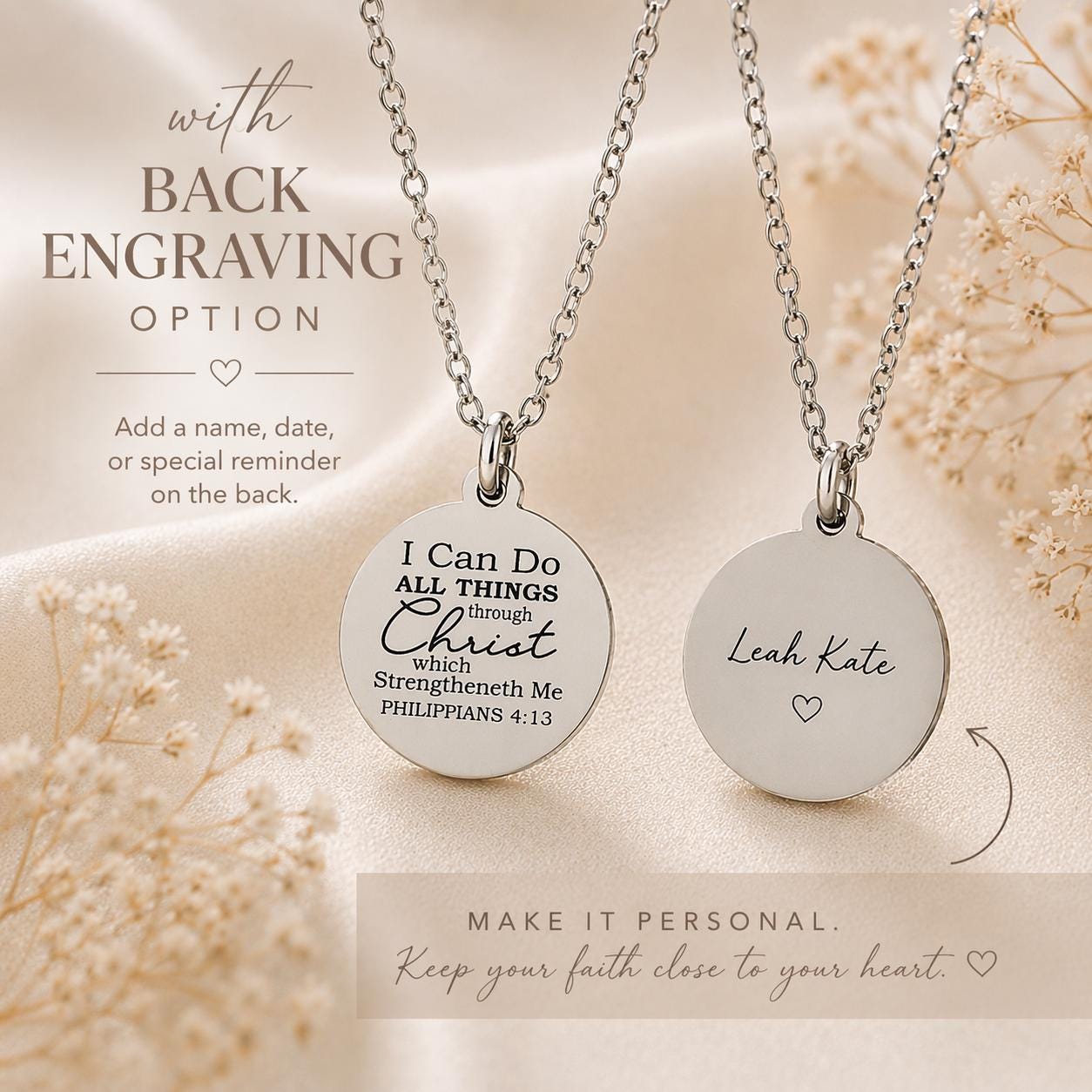 I Can Do All Things Through Christ Necklace, Christian Gift for Women, Philippians 4:13 Jewelry, Faith Necklace, Mothers Day Gifts