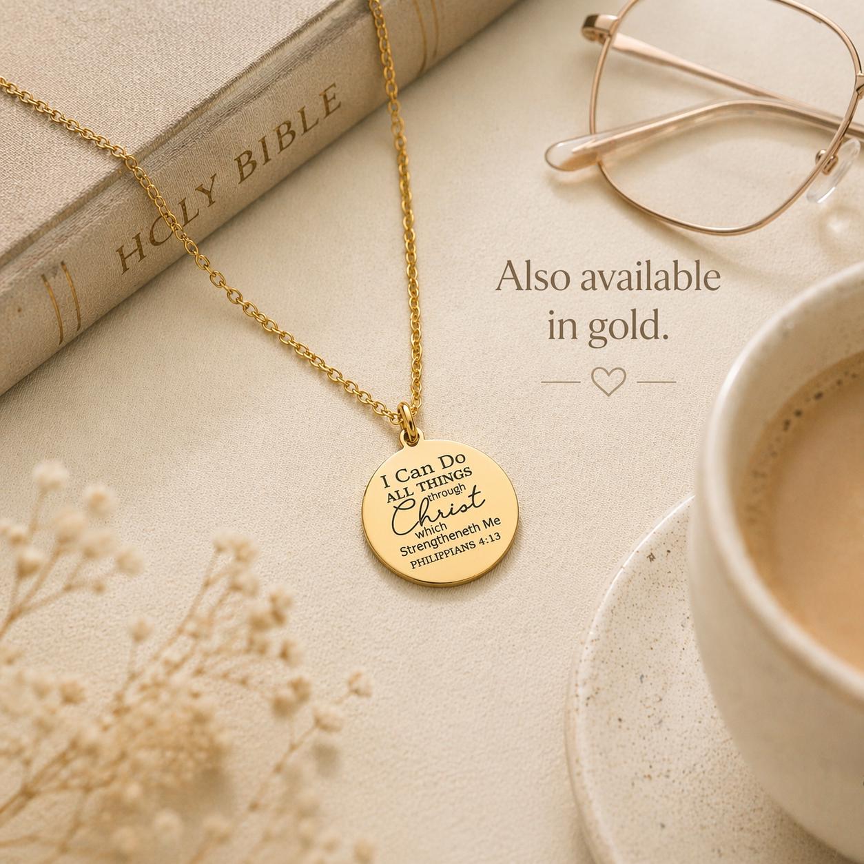 I Can Do All Things Through Christ Necklace, Christian Gift for Women, Philippians 4:13 Jewelry, Faith Necklace, Mothers Day Gifts